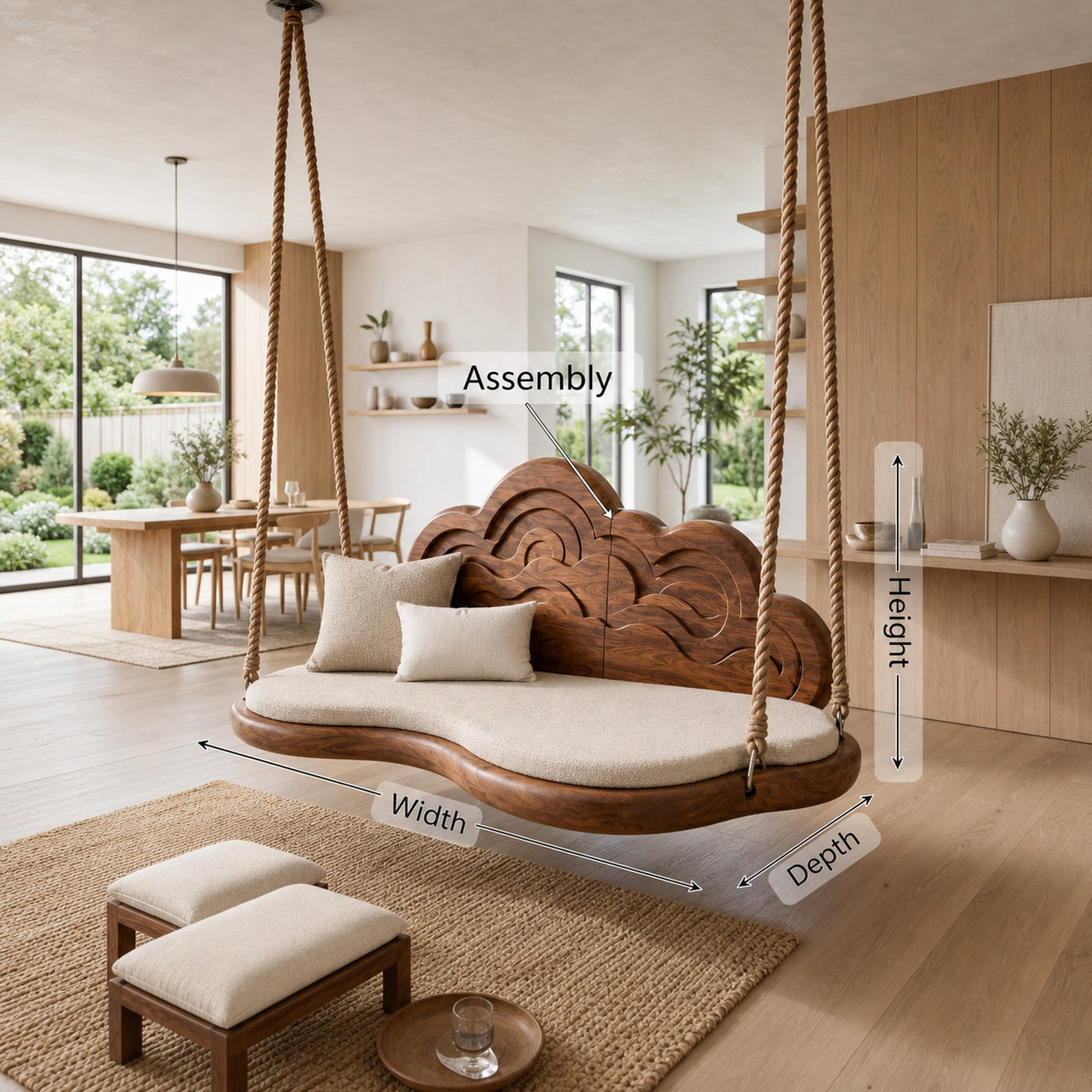 Contemporary Organic Back Indoor Swing Resort Lounge Interior - product view 8
