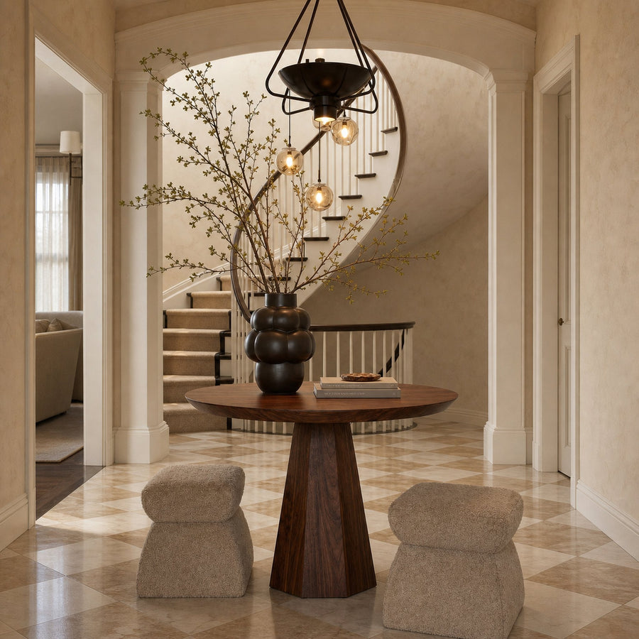 Contemporary Organic Round Entryway Foyer Table For Entryway