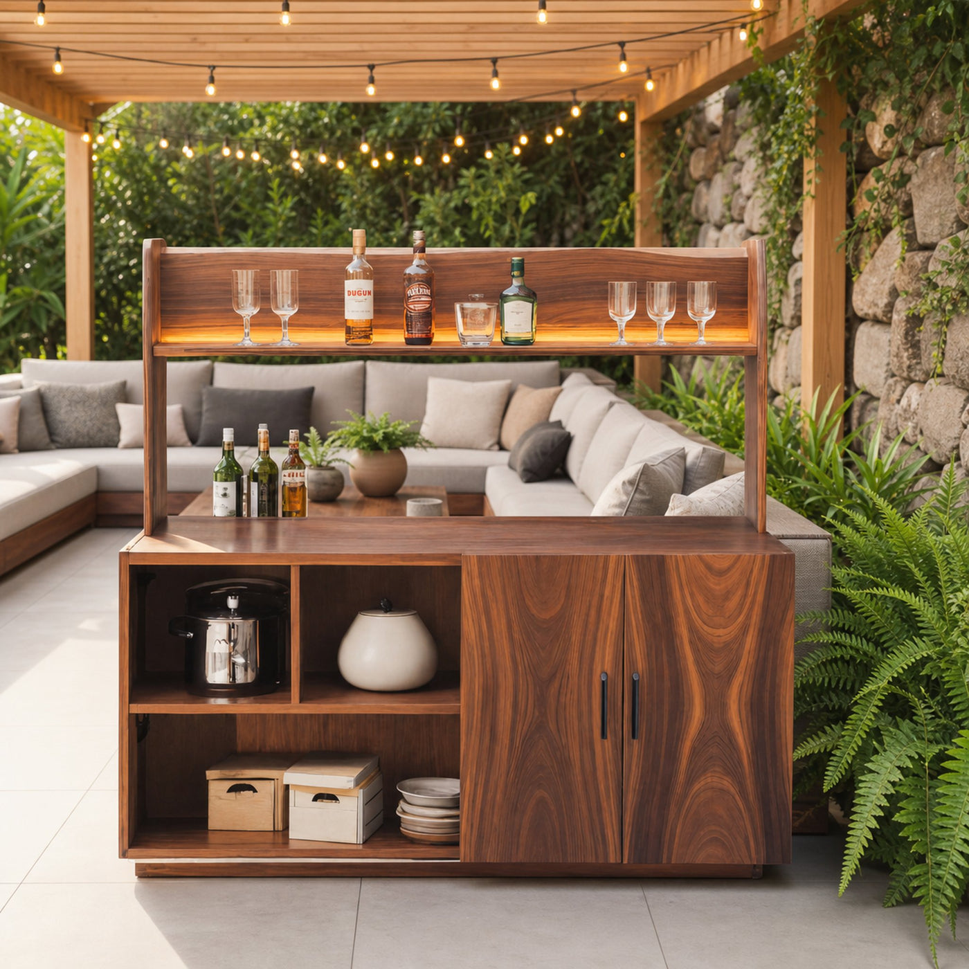 Contemporary Outdoor Bar Table With Hidden Storage For Garden Or Poolside - product view 6