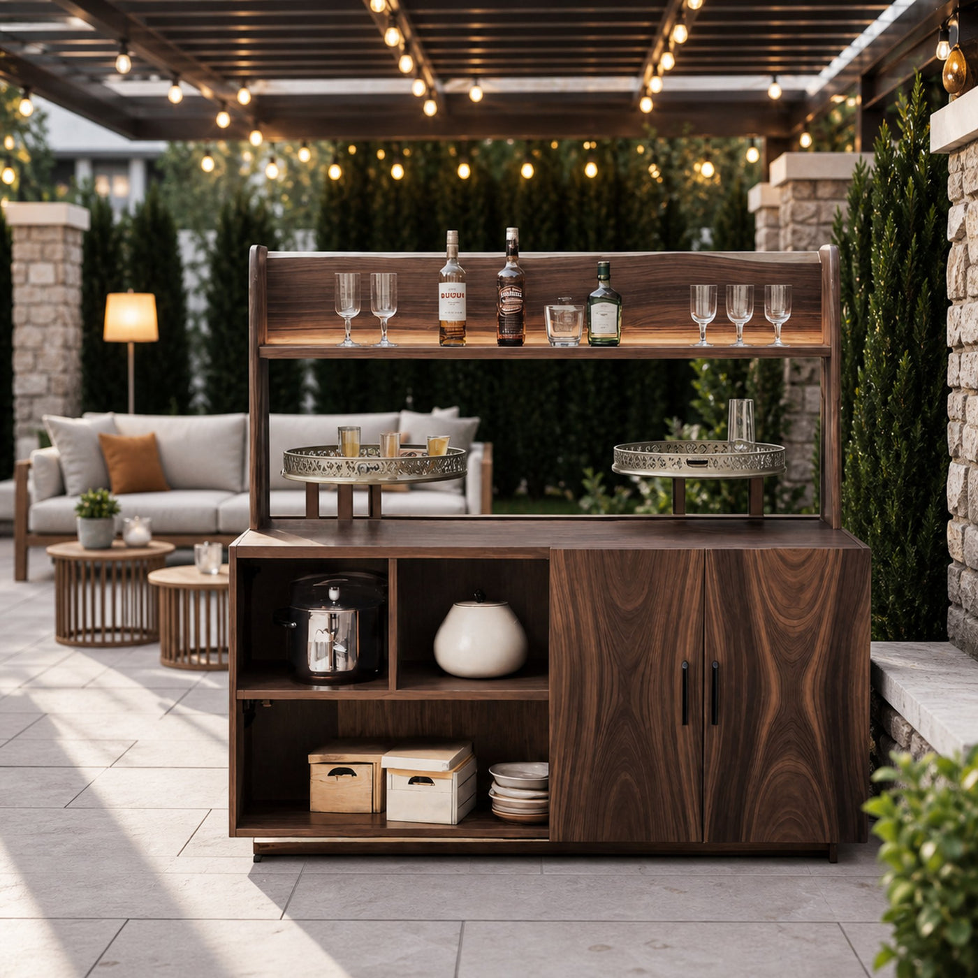 Contemporary Outdoor Bar Table With Hidden Storage For Garden Or Poolside - product view 7