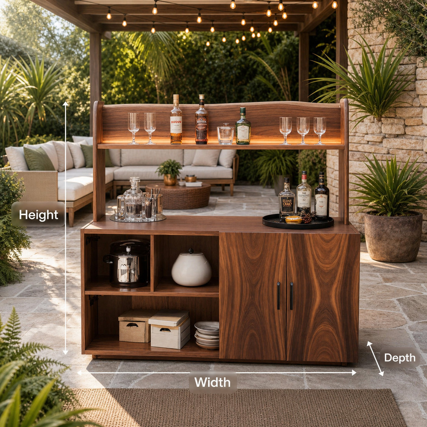 Contemporary Outdoor Bar Table With Hidden Storage For Garden Or Poolside - product view 8