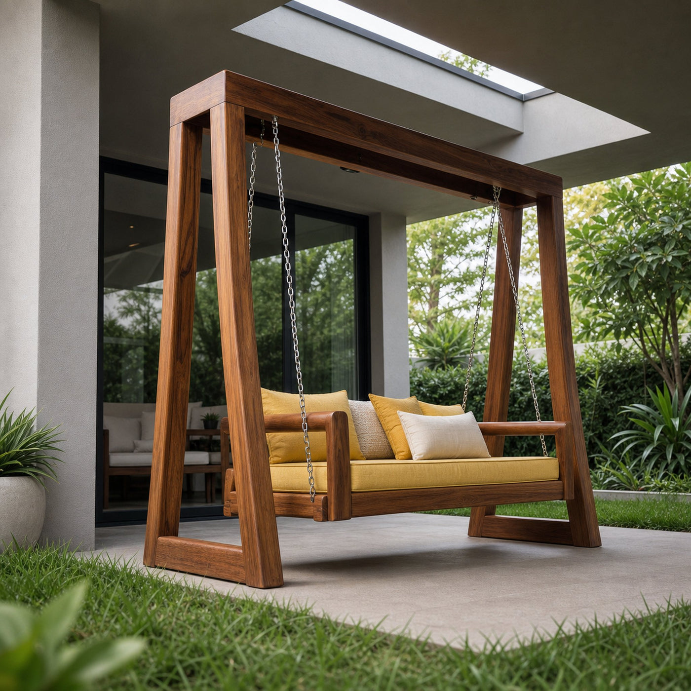 Contemporary Outdoor Swing Bench For Garden Patio Relaxation