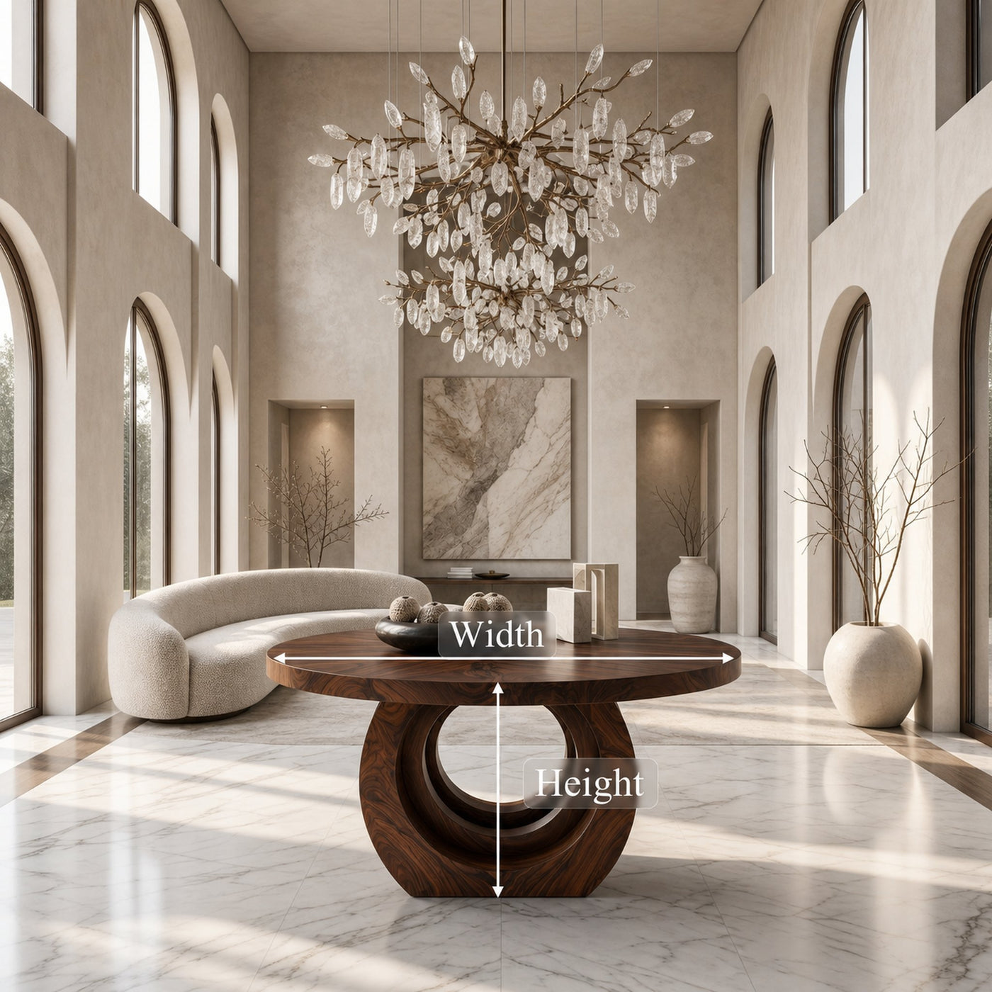Contemporary Round Foyer Table With Sculptural Open Ring Base For Entryway And Hallway - product view 8