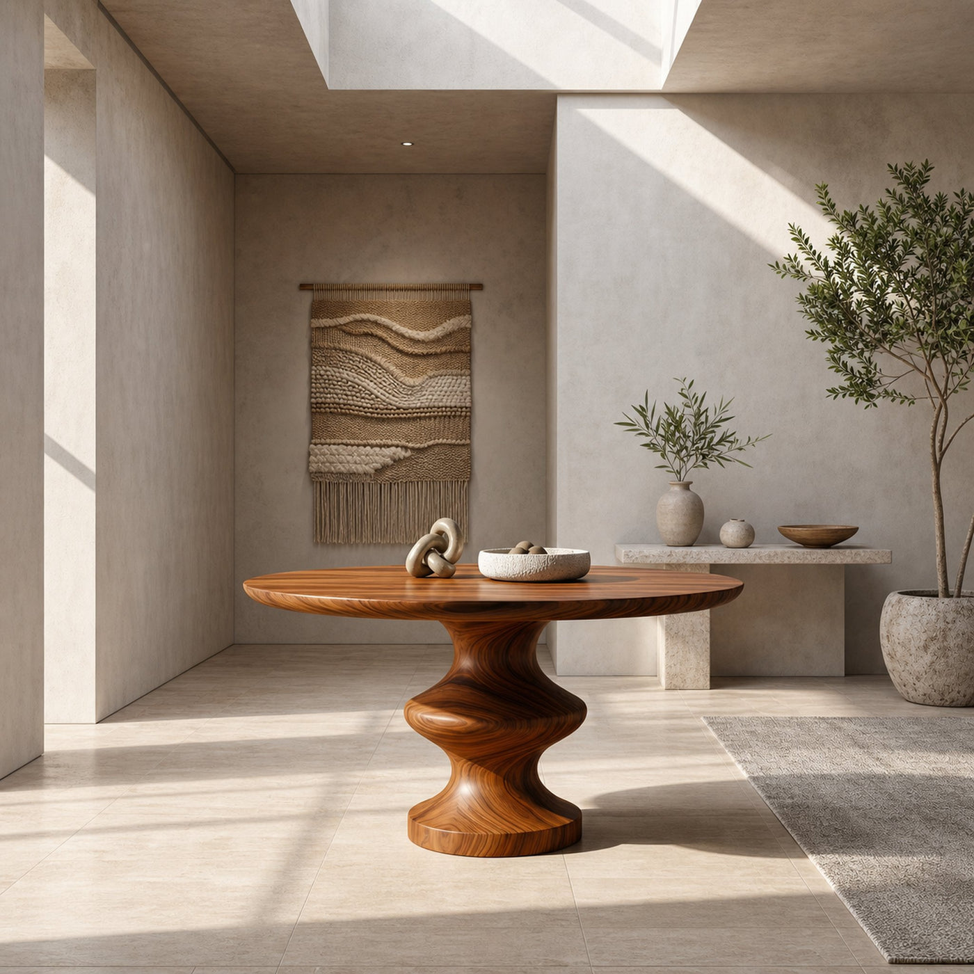 Contemporary Round Foyer Table With Turned Solid Wood Pedestal Base For Entryway And Hallway - product view 6