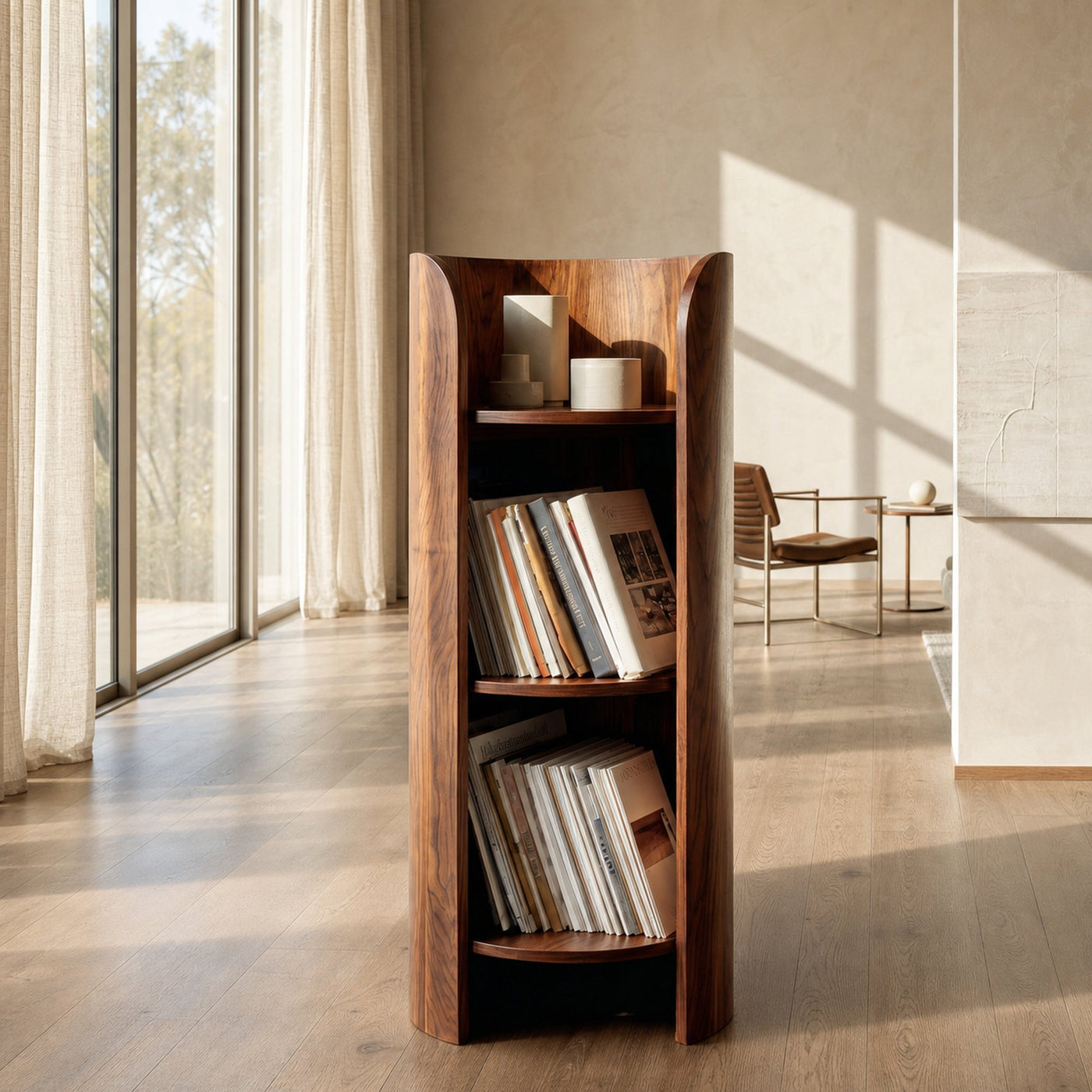 Contemporary Round Natural Wood Magazine Rack For Living Room - product view 6