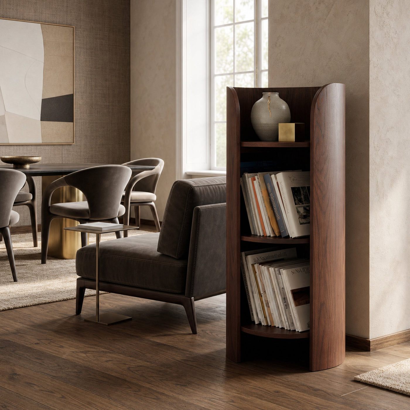 Contemporary Round Natural Wood Magazine Rack For Living Room - product view 7