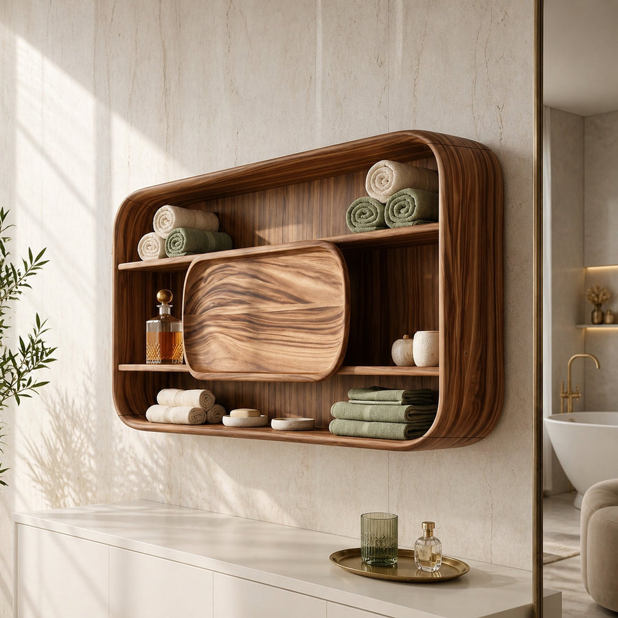 Contemporary Rounded Bathroom Cabinet Luxury Suite