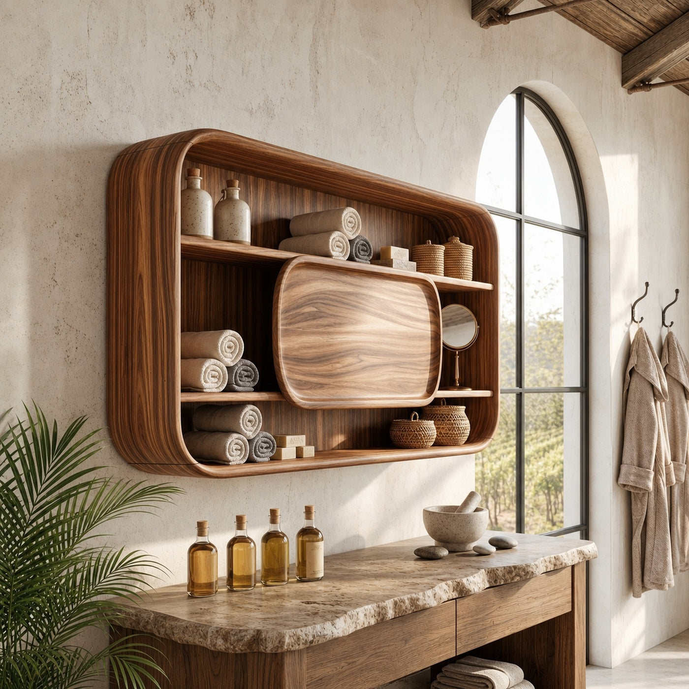 Contemporary Rounded Bathroom Cabinet Luxury Suite - product view 6