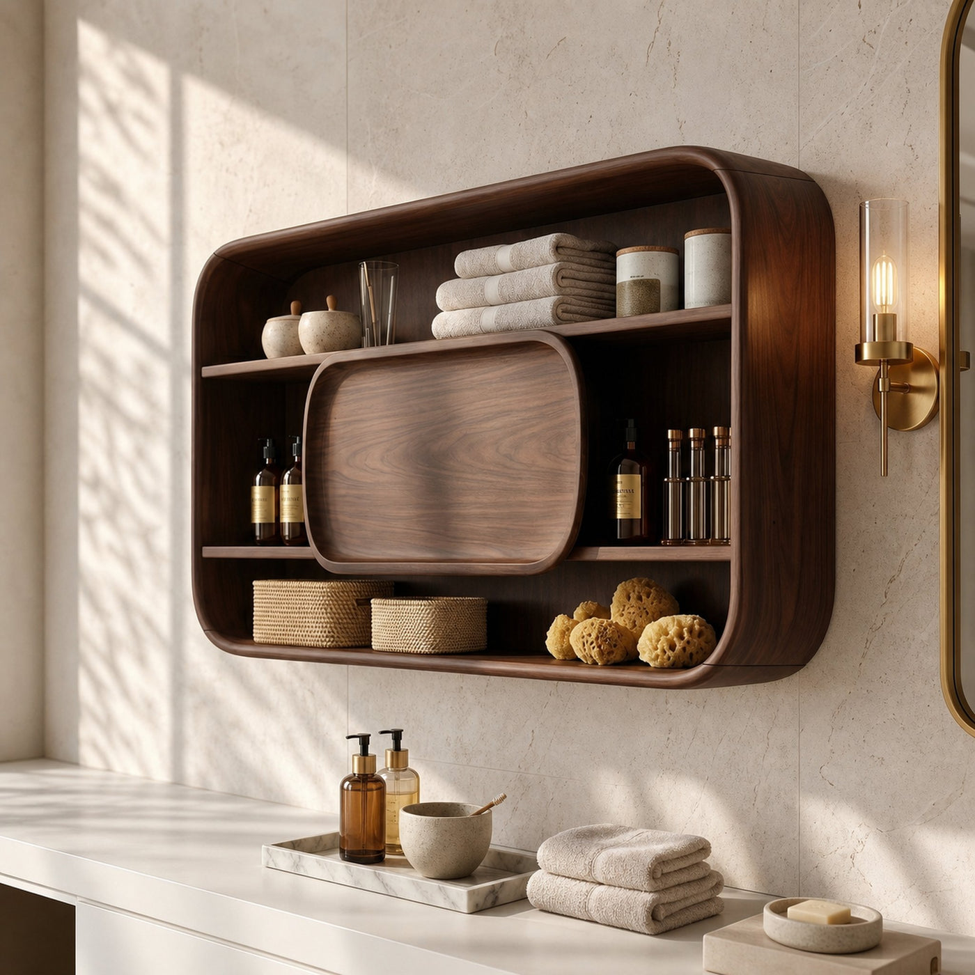 Contemporary Rounded Bathroom Cabinet Luxury Suite - product view 7