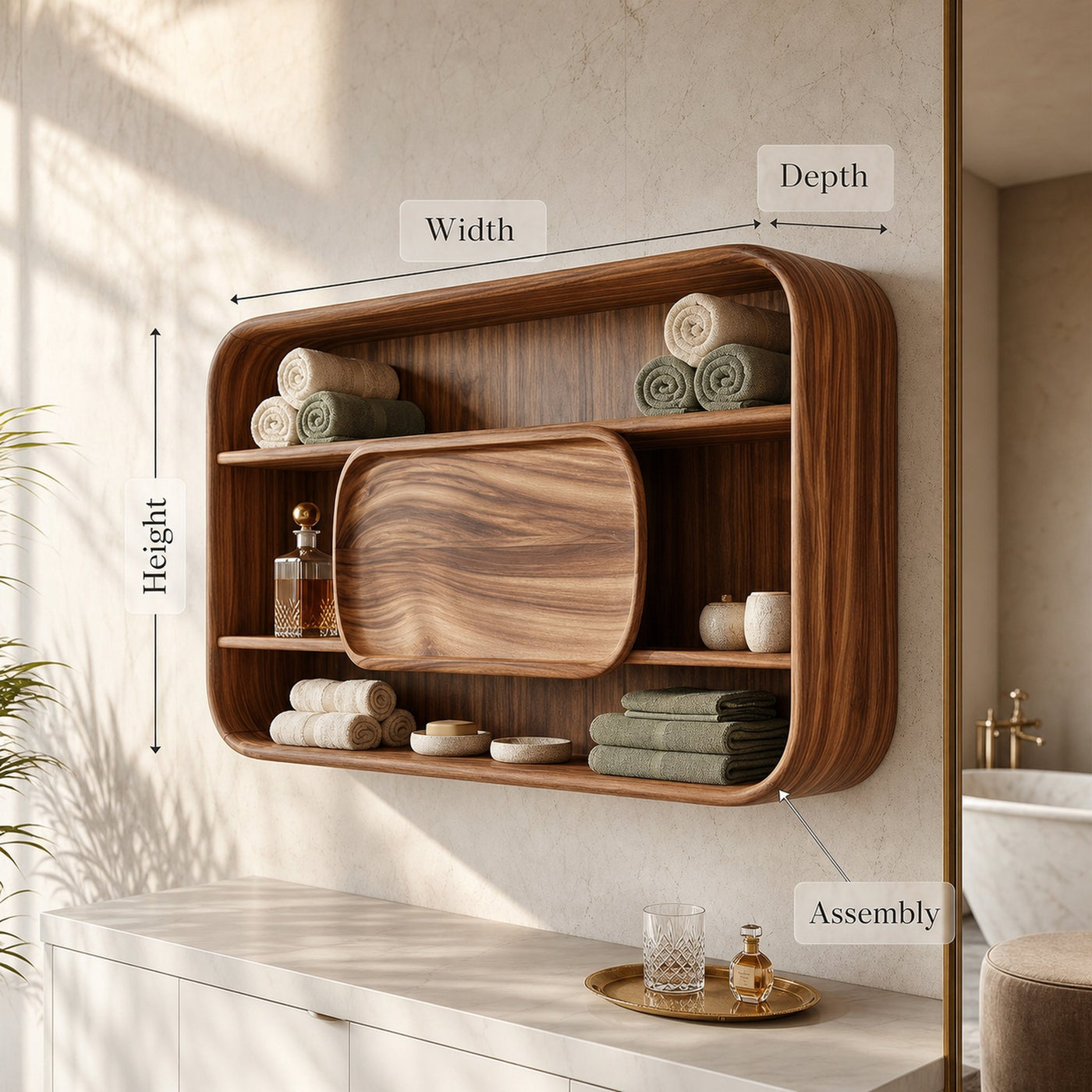 Contemporary Rounded Bathroom Cabinet Luxury Suite - product view 8