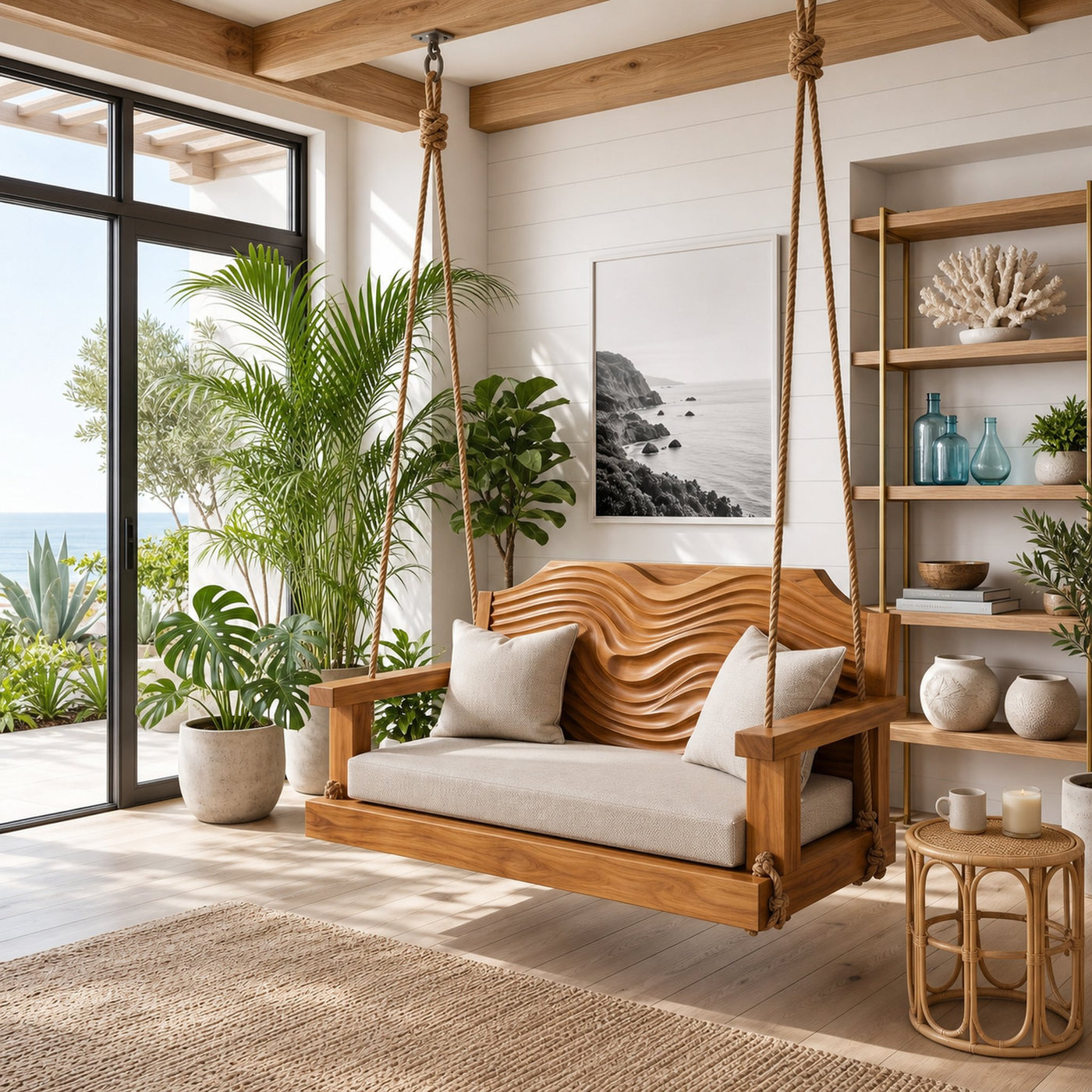 Contemporary Sculptural Back Indoor Swing Reading Corner Interior - product view 6