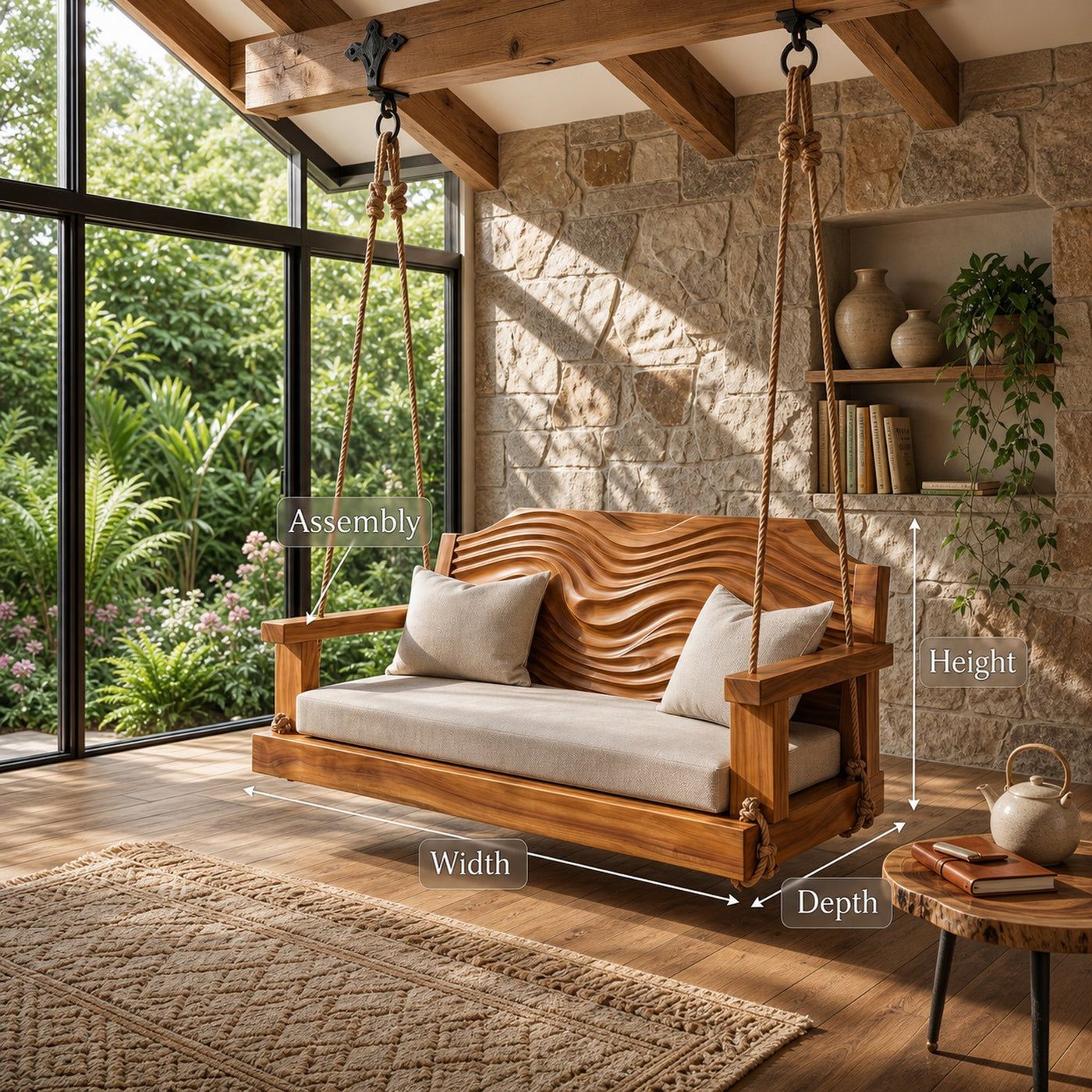 Contemporary Sculptural Back Indoor Swing Reading Corner Interior - product view 8