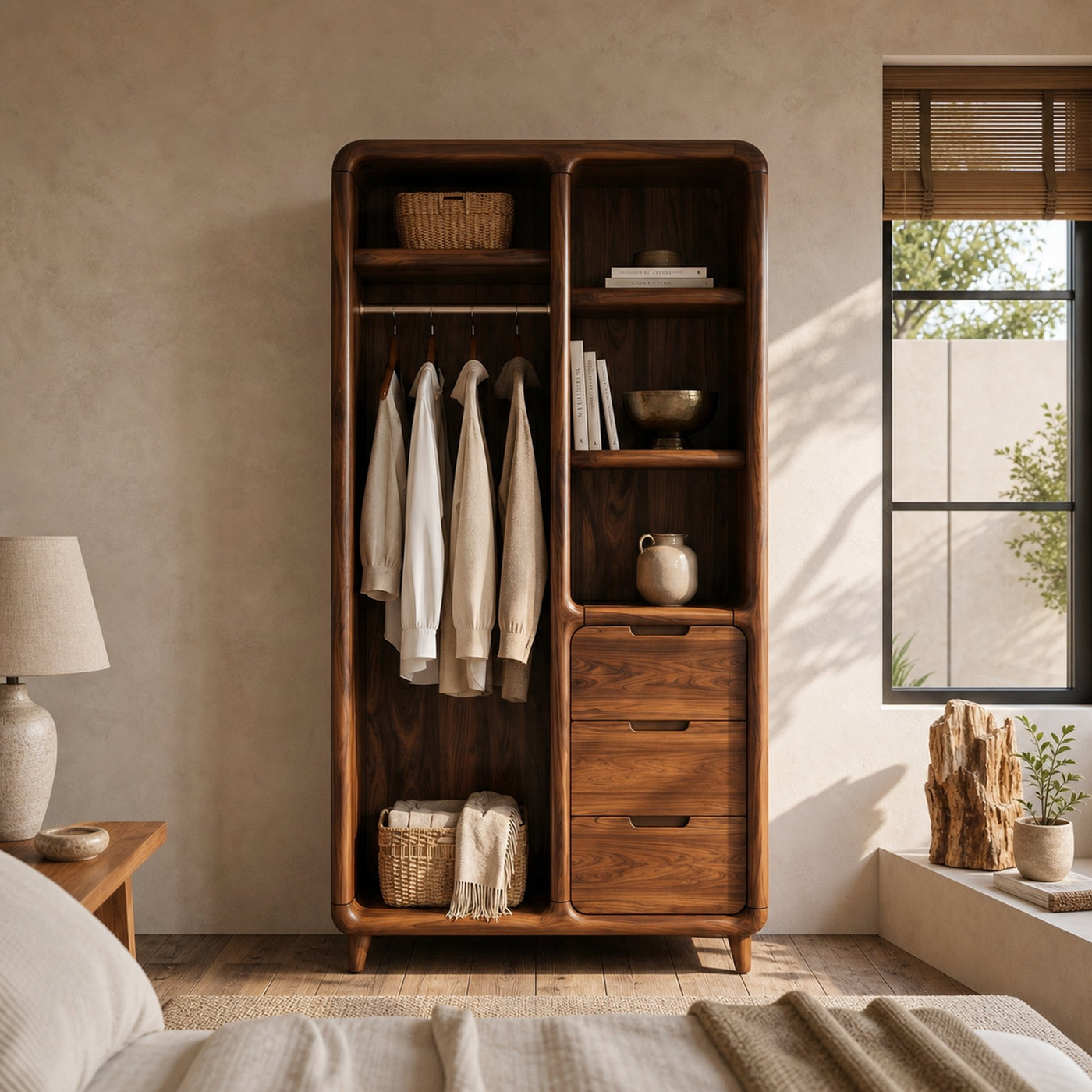Contemporary Sculptural Edge Wardrobe For Studio Apartment Space