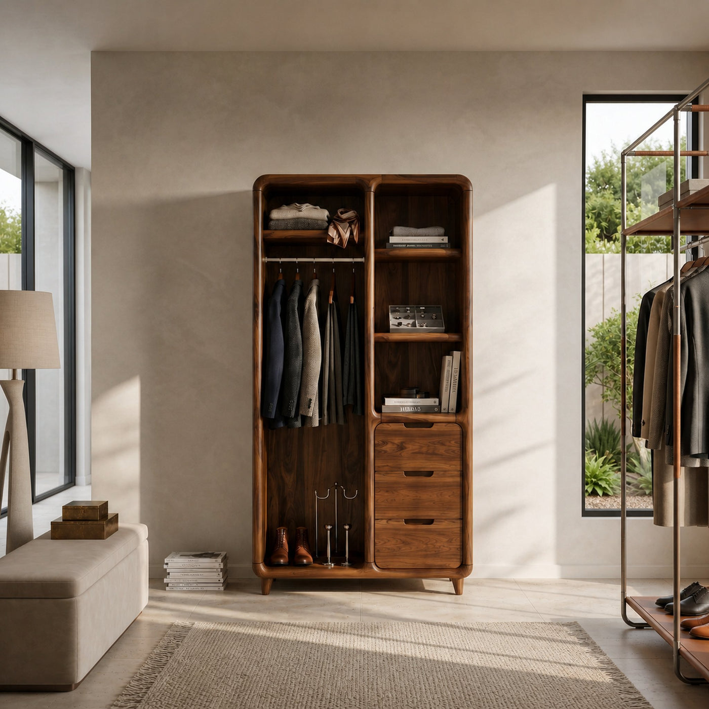 Contemporary Sculptural Edge Wardrobe For Studio Apartment Space - product view 6