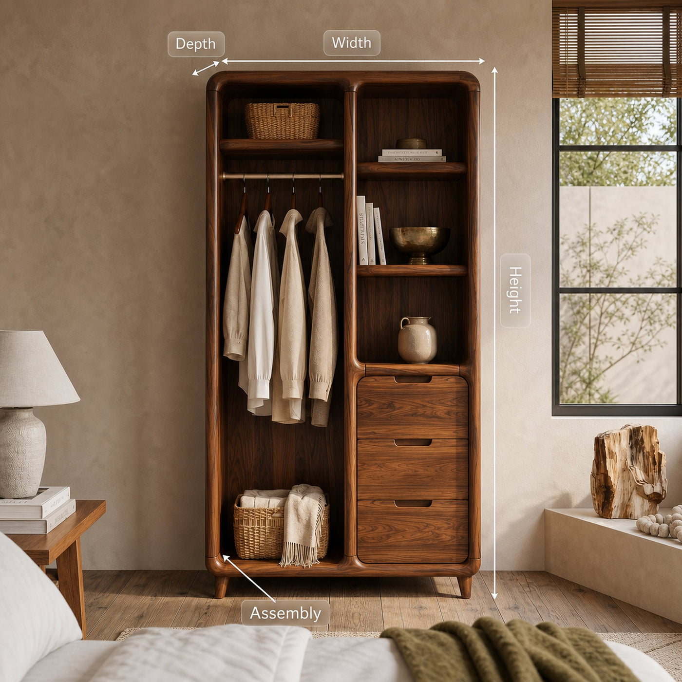 Contemporary Sculptural Edge Wardrobe For Studio Apartment Space - product view 8