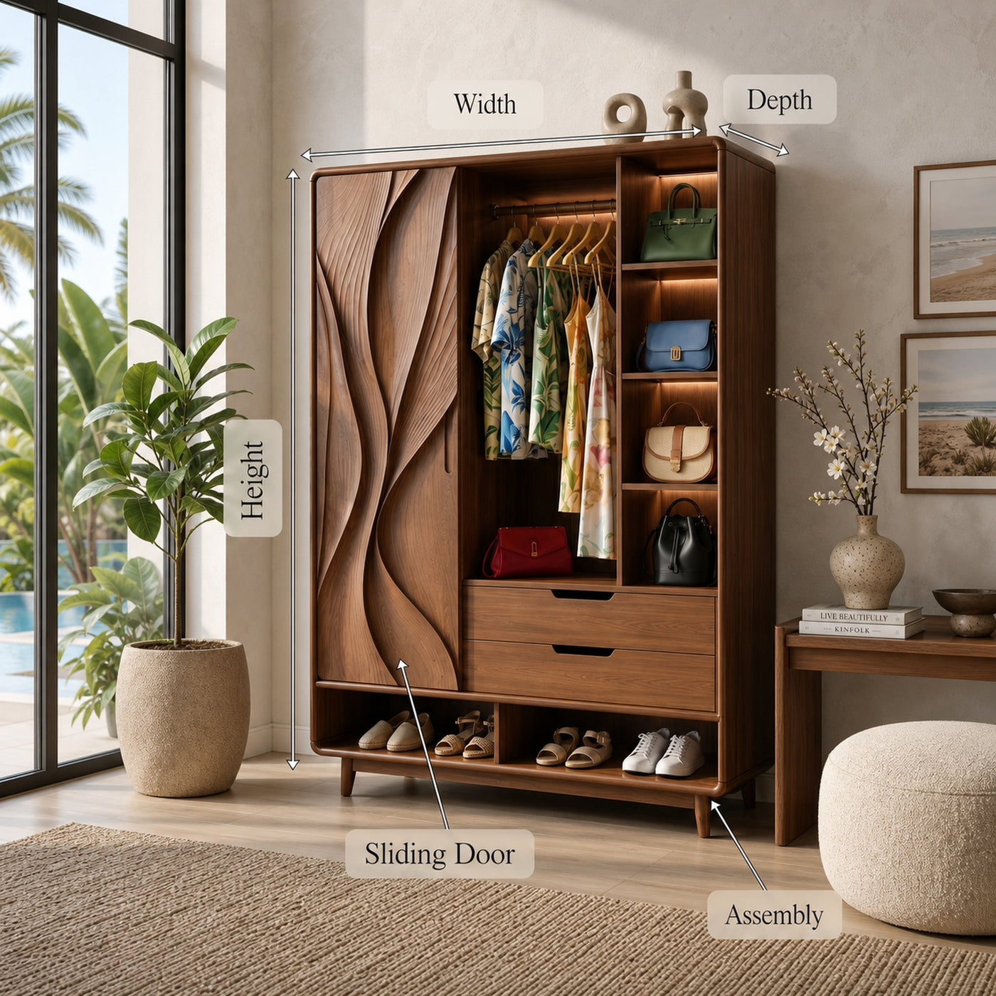 Contemporary Sculptural Form Armoire For Luxury Bedroom Interior - product view 8
