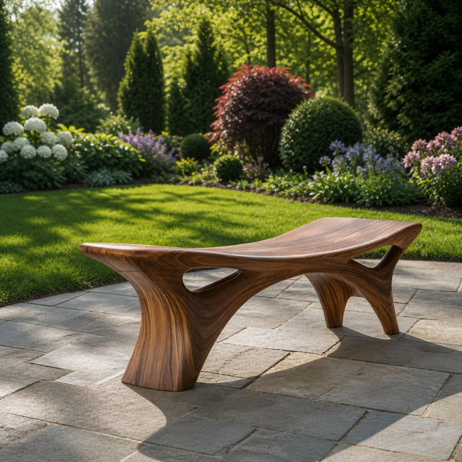 Contemporary Sculptural Outdoor Bench For Garden Or Terrace Lounge