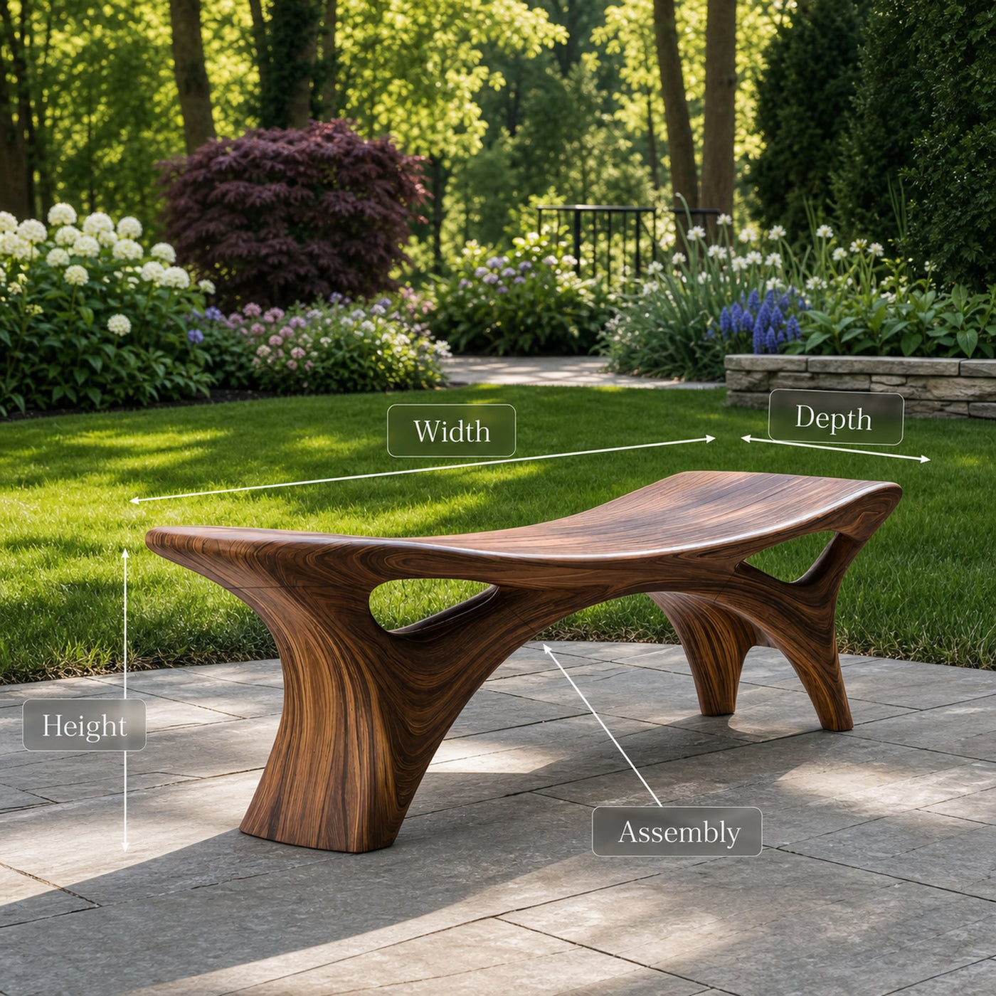 Contemporary Sculptural Outdoor Bench For Garden Or Terrace Lounge - product view 8