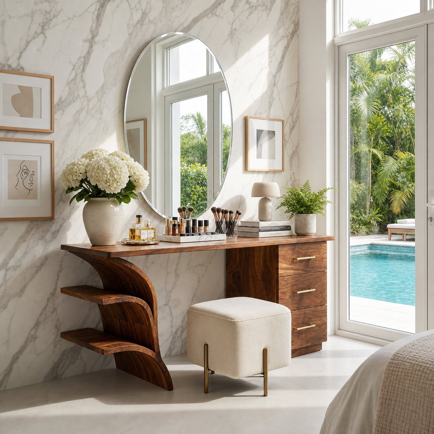 Contemporary Vanity Desk Studio Apartment Makeup Area Dressing Space