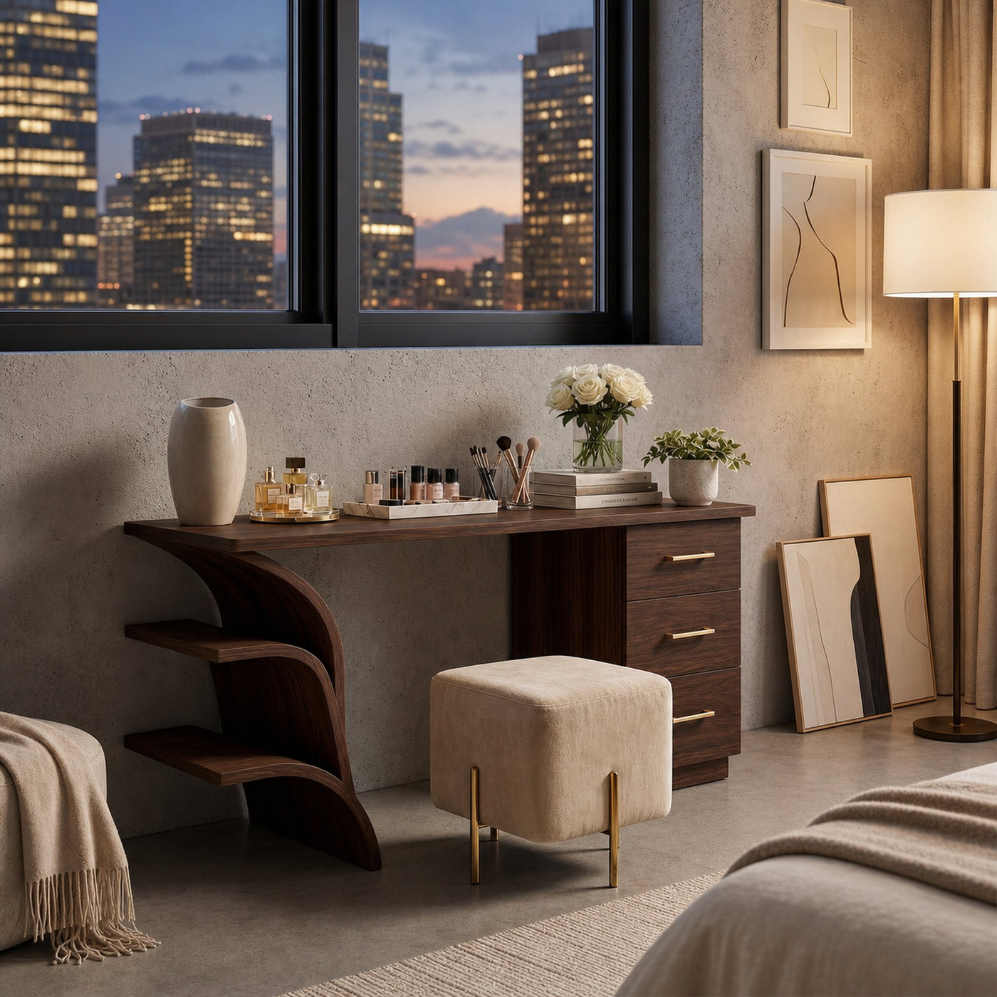 Contemporary Vanity Desk Studio Apartment Makeup Area Dressing Space - product view 7