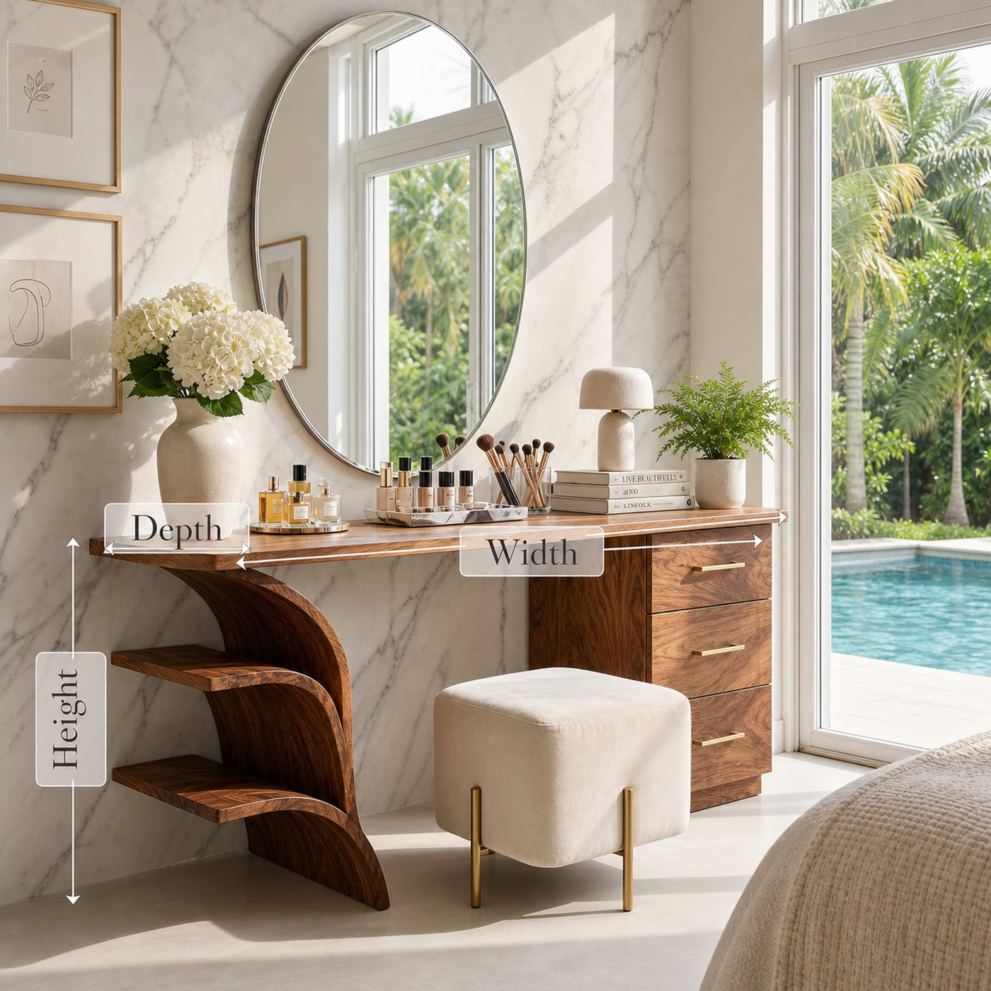 Contemporary Vanity Desk Studio Apartment Makeup Area Dressing Space - product view 8