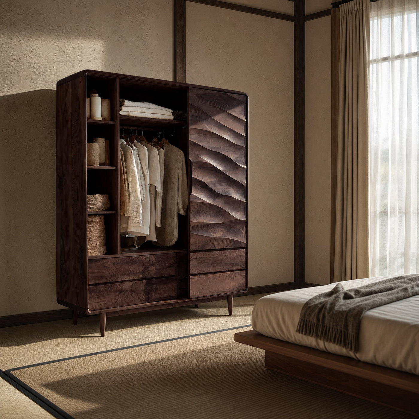 Contemporary Wardrobe With Drawers And Shelf For Bedroom - product view 7