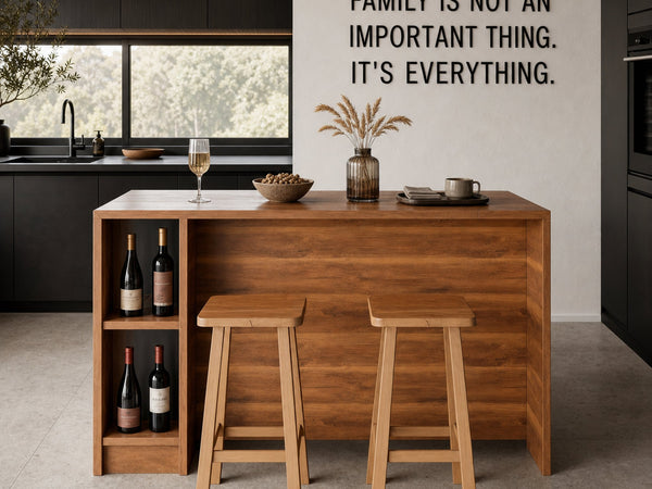 Contemporary Warm Wood Bar Table With Storage For Kitchen Or Breakfast Nook