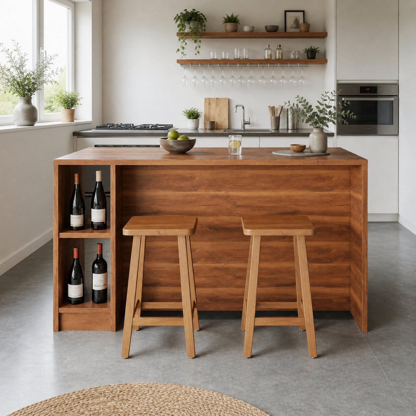 Contemporary Warm Wood Bar Table With Storage For Kitchen Or Breakfast Nook - product view 6