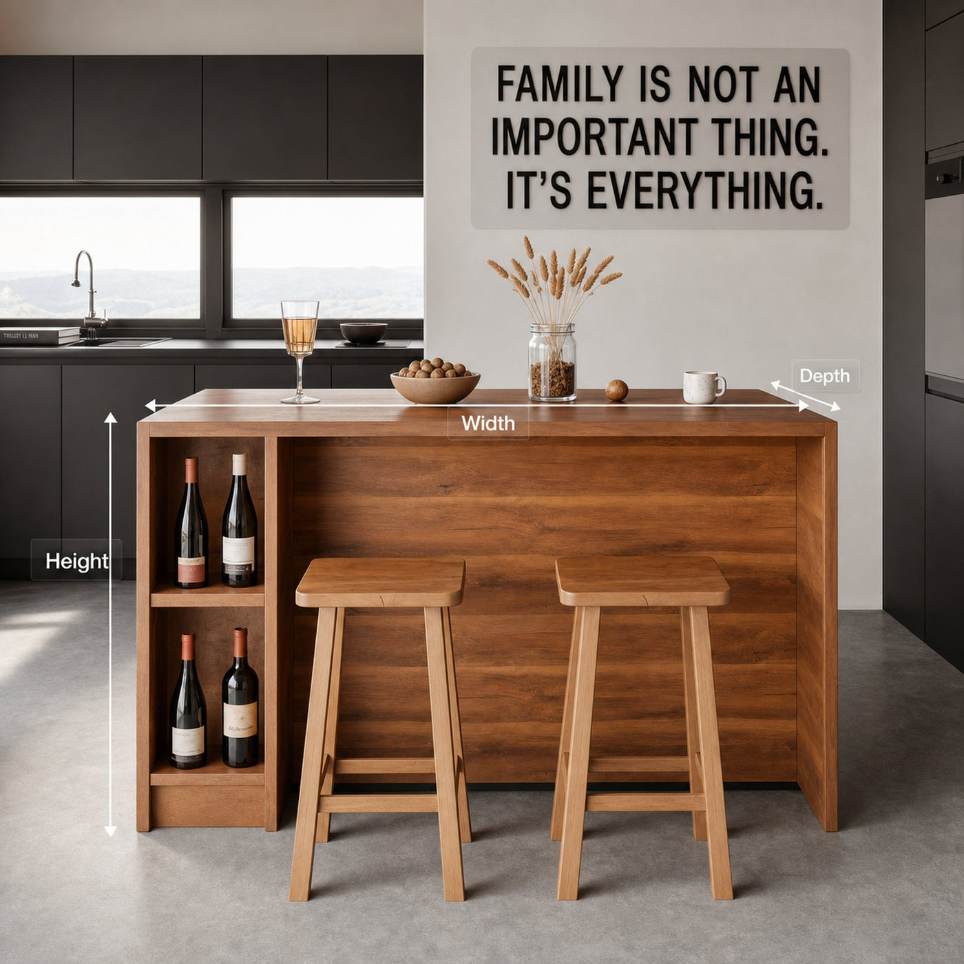 Contemporary Warm Wood Bar Table With Storage For Kitchen Or Breakfast Nook - product view 8