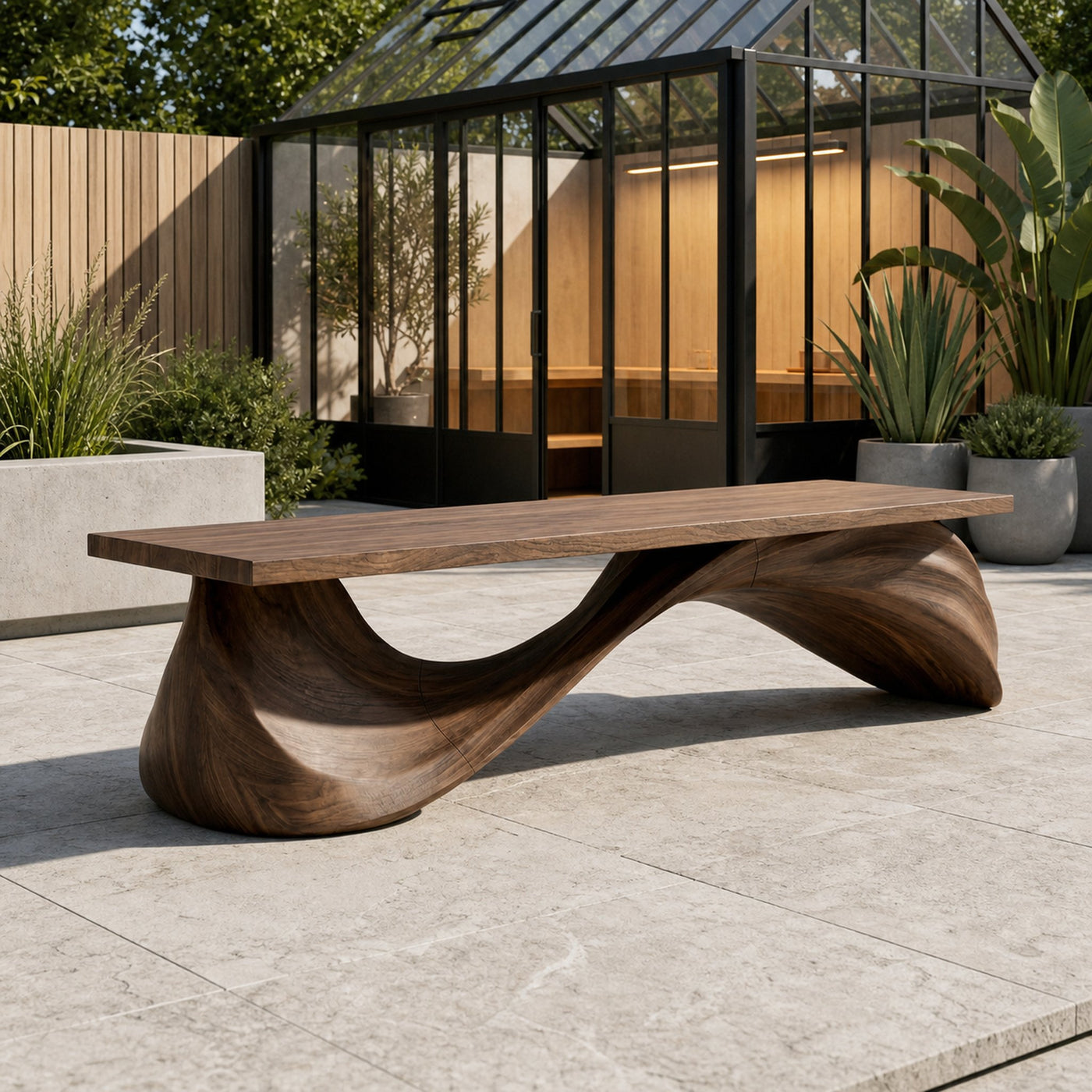 Contemporary Wave Bench Solid Wood Elegant Loop Design Hallway And Entryway - product view 7