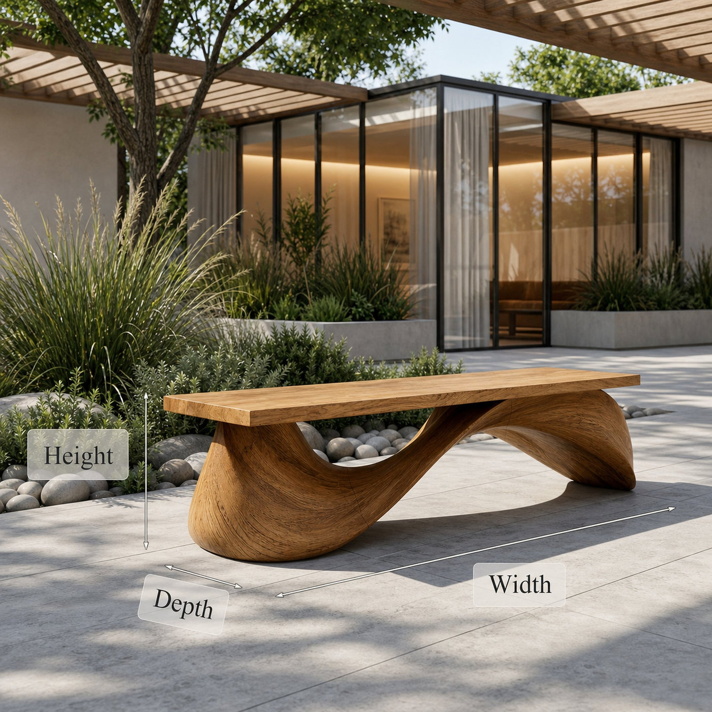 Contemporary Wave Bench Solid Wood Elegant Loop Design Hallway And Entryway - product view 8