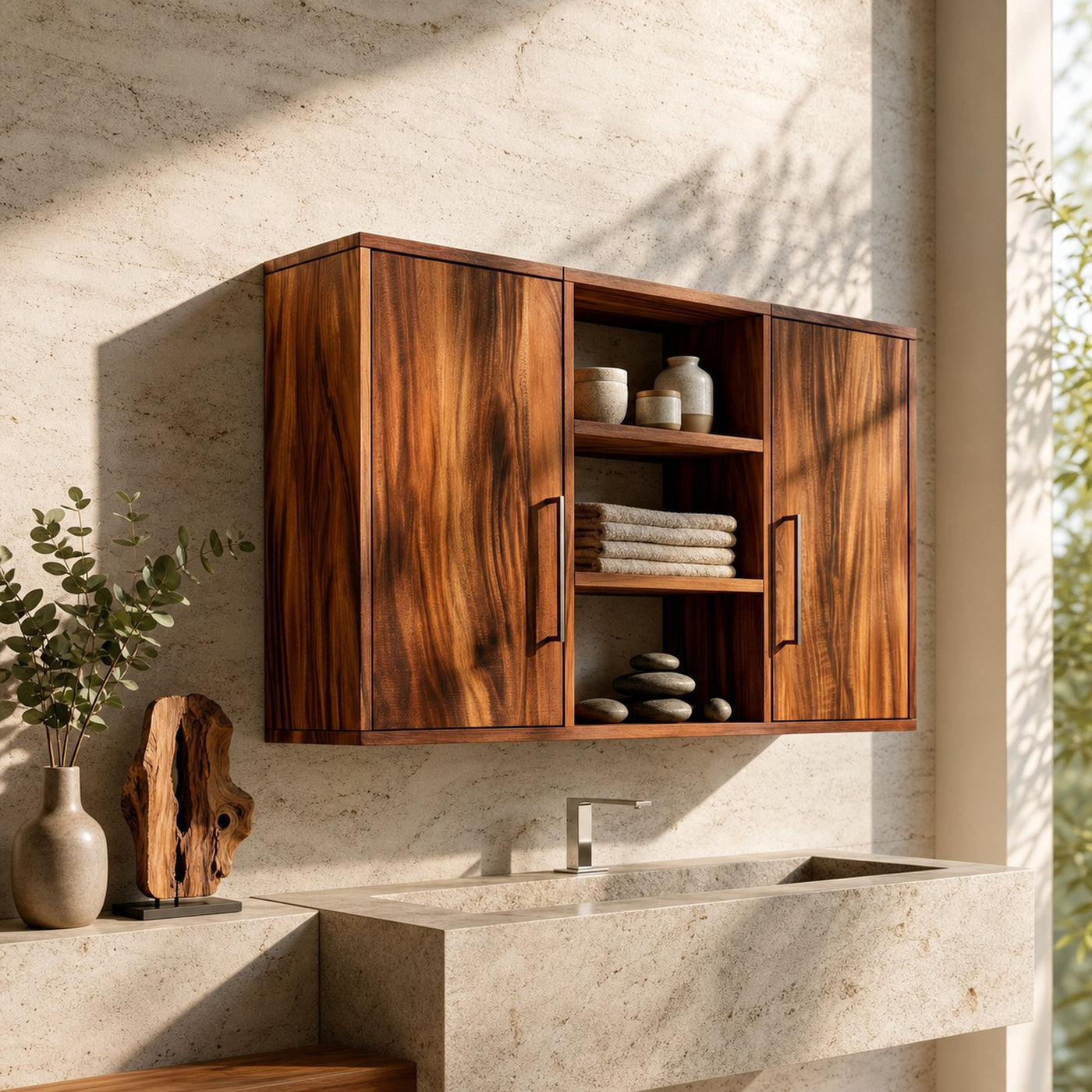 Contemporary Wave Front Bathroom Cabinet Luxury Bathroom