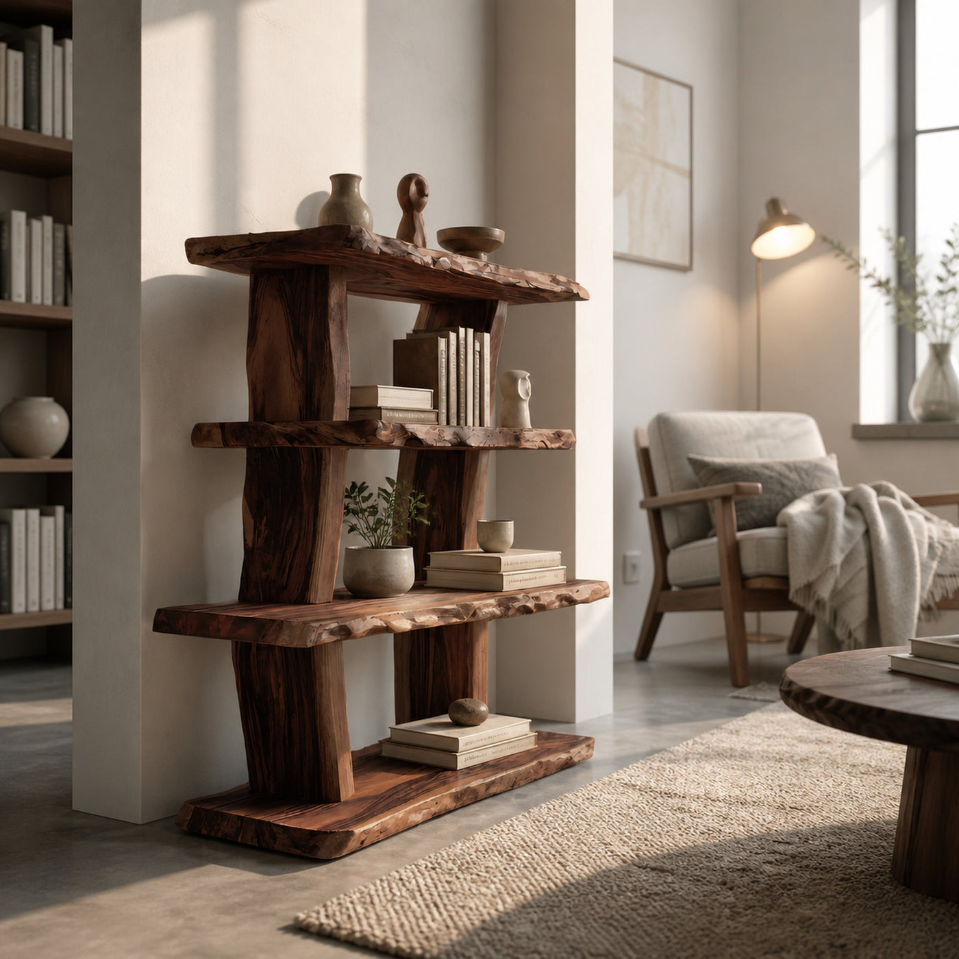 Contemporary Wood Bookshelf For Living Room Storage And Modern Decor - product view 7