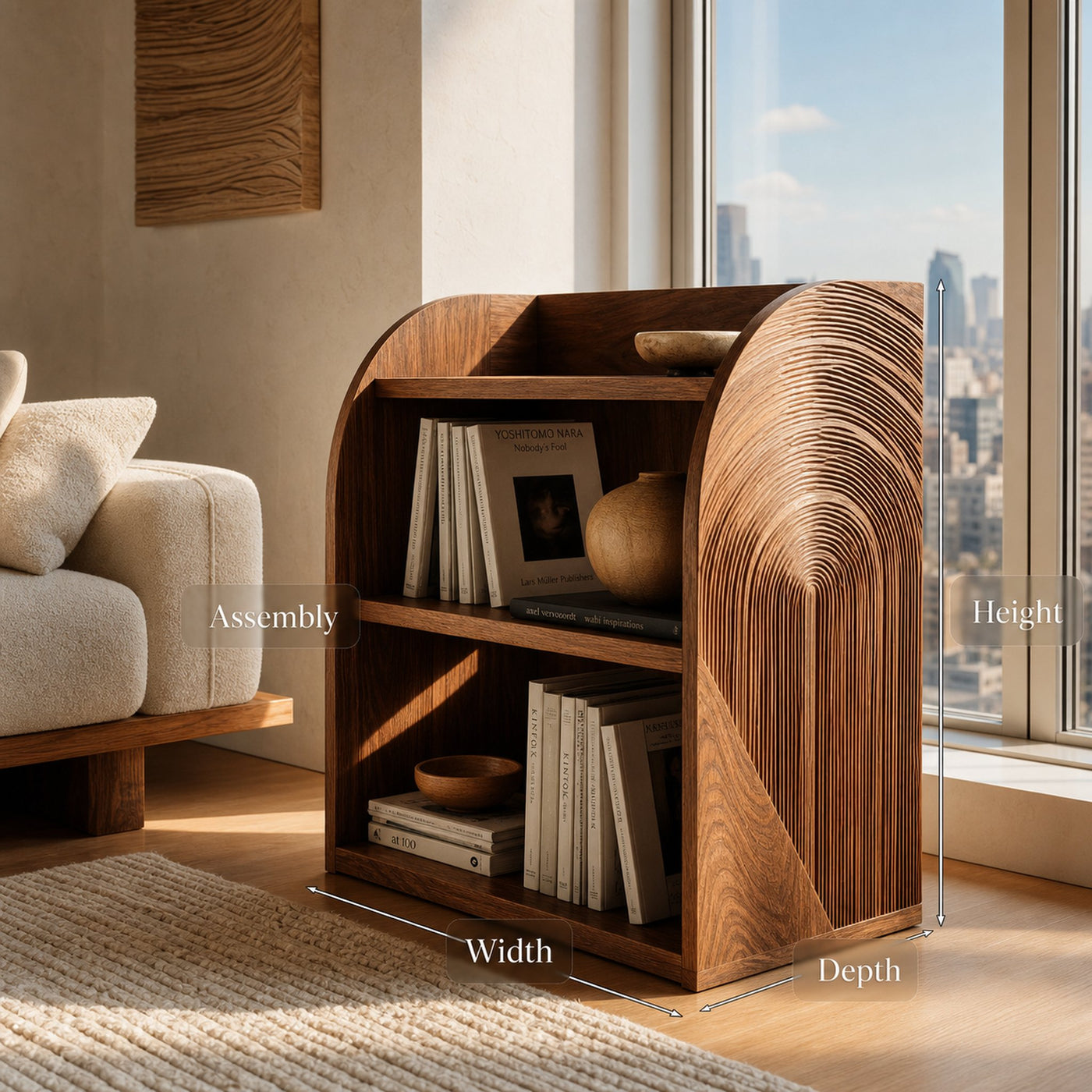 Contemporary Wood Magazine Rack With Carved Edges For Reading Corner - product view 8