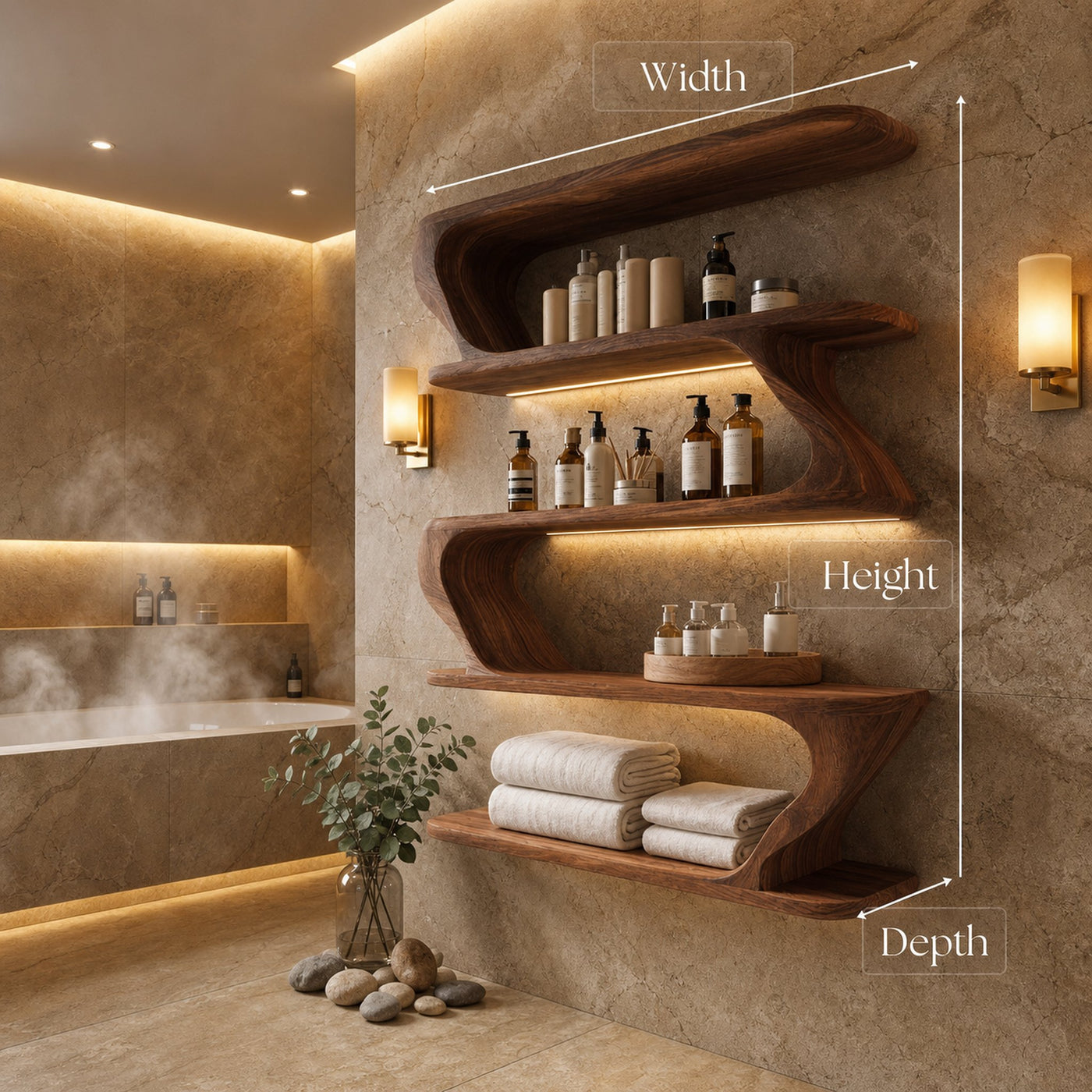 Contemporary Wood Wall Bathroom Shelf For Bathroom Decor - product view 8