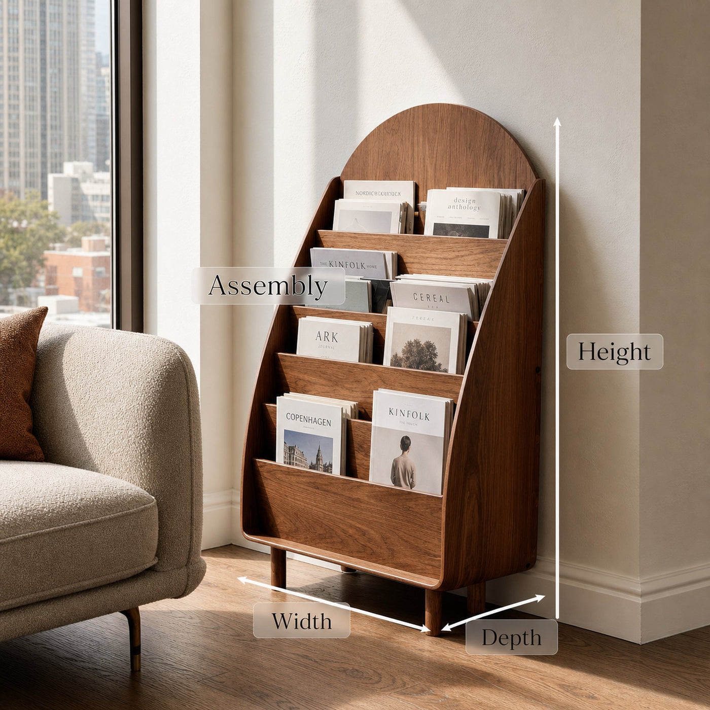 Contemporary Wooden Arched Magazine Rack With Tiers For Living Room - product view 8