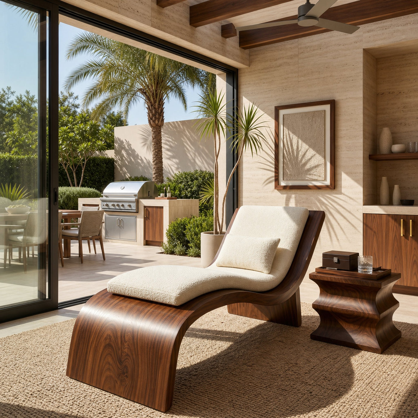 Contemporary Wooden Daybed Indoor Outdoor Luxury Home Furniture - product view 7
