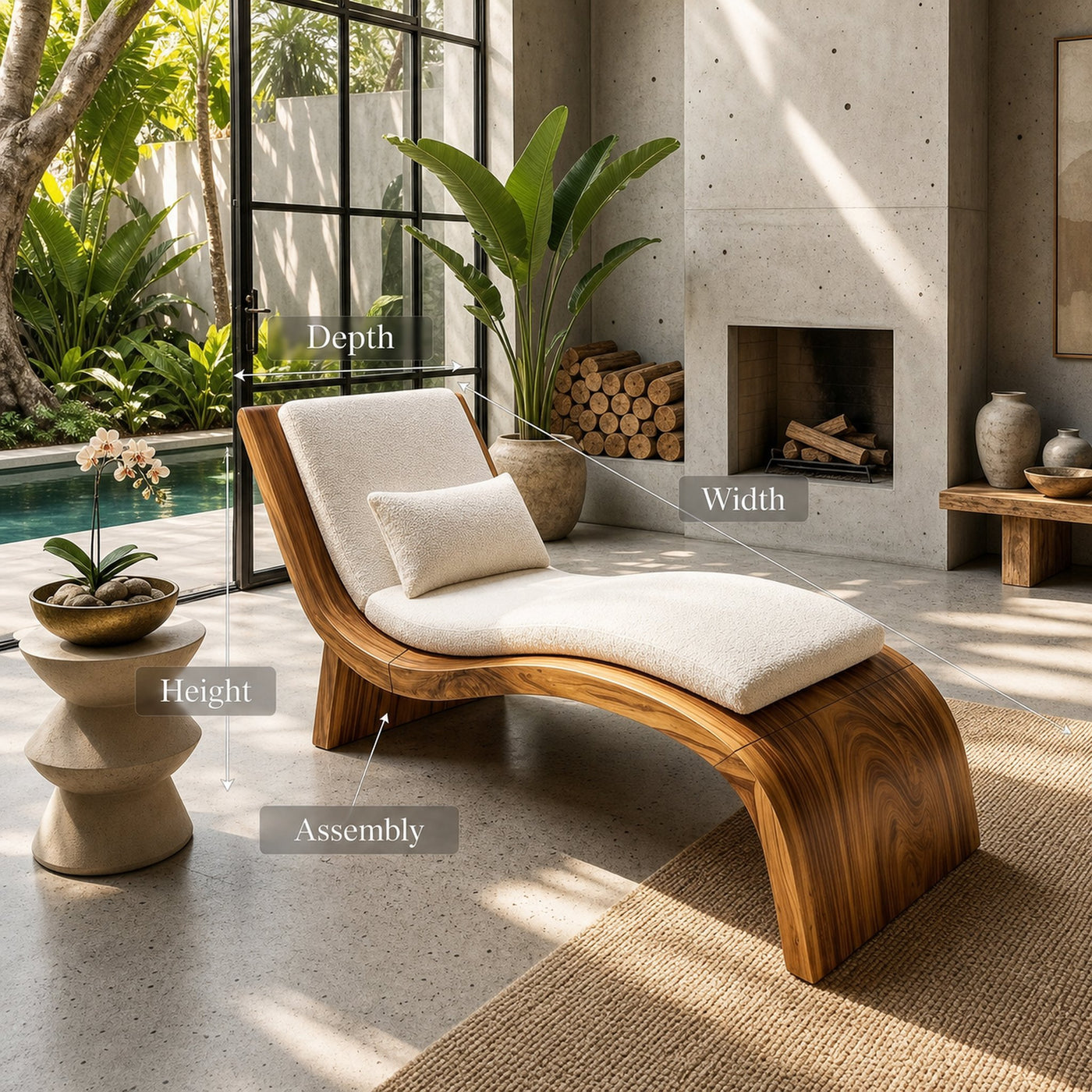 Contemporary Wooden Daybed Indoor Outdoor Luxury Home Furniture - product view 8