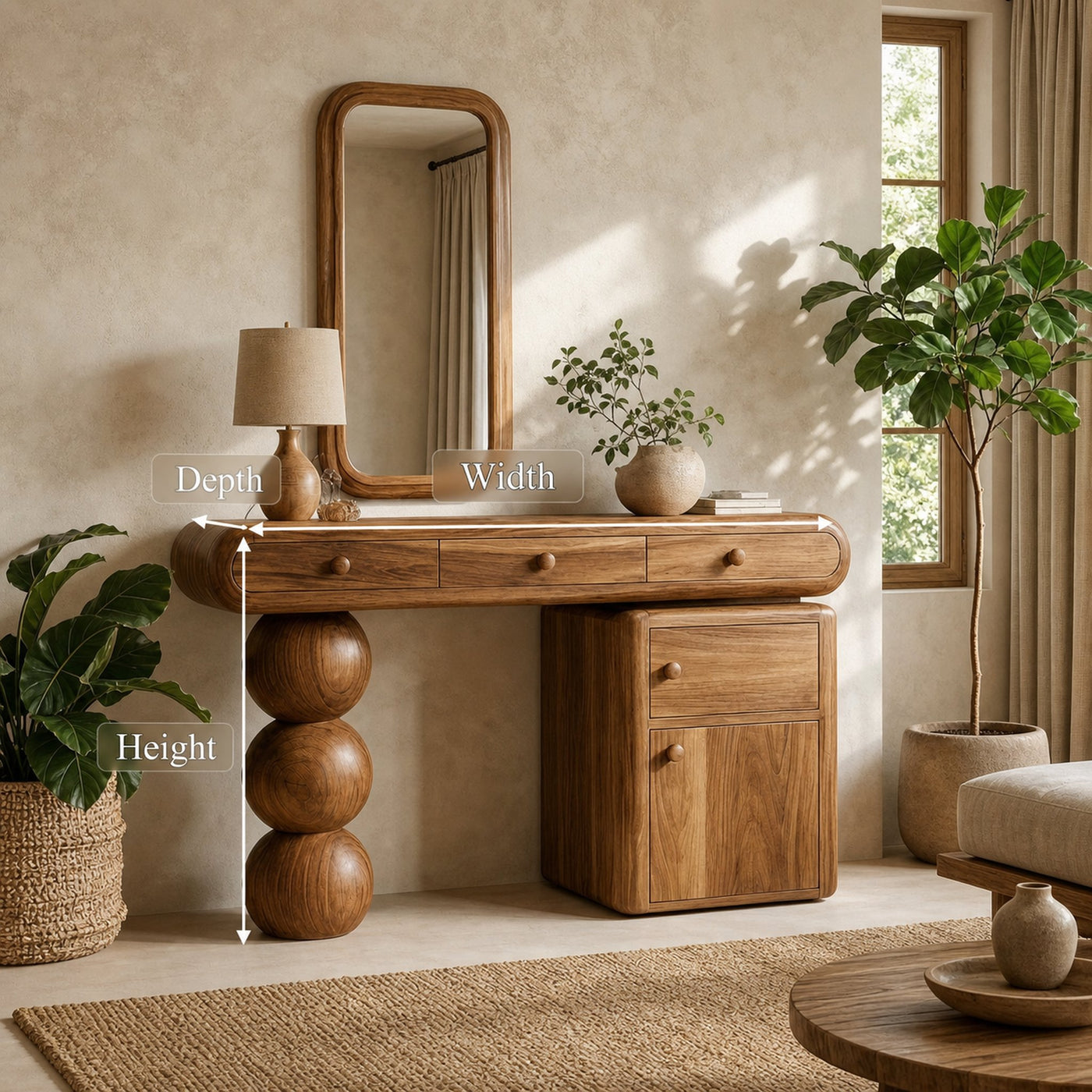 Contemporary Wooden Dressing Table Bedroom Or Vanity Area - product view 6