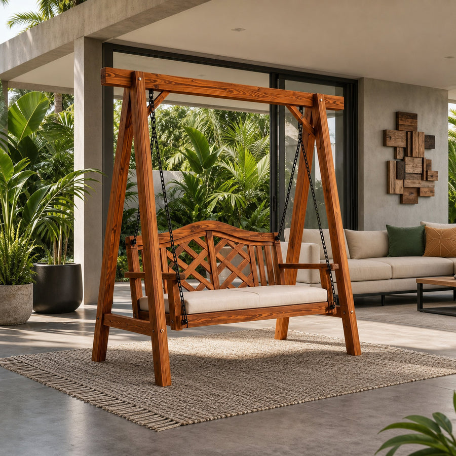 Contemporary Wooden Garden Swing Outdoor Living