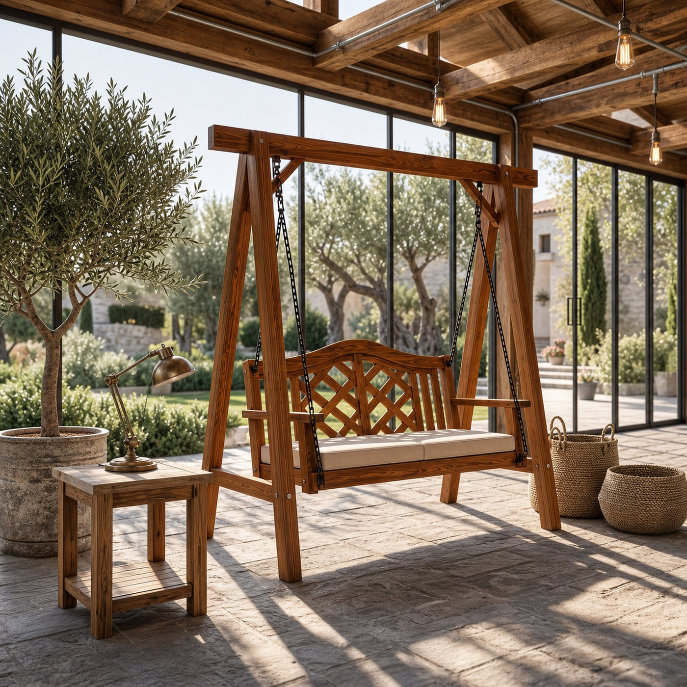 Contemporary Wooden Garden Swing Outdoor Living - product view 6