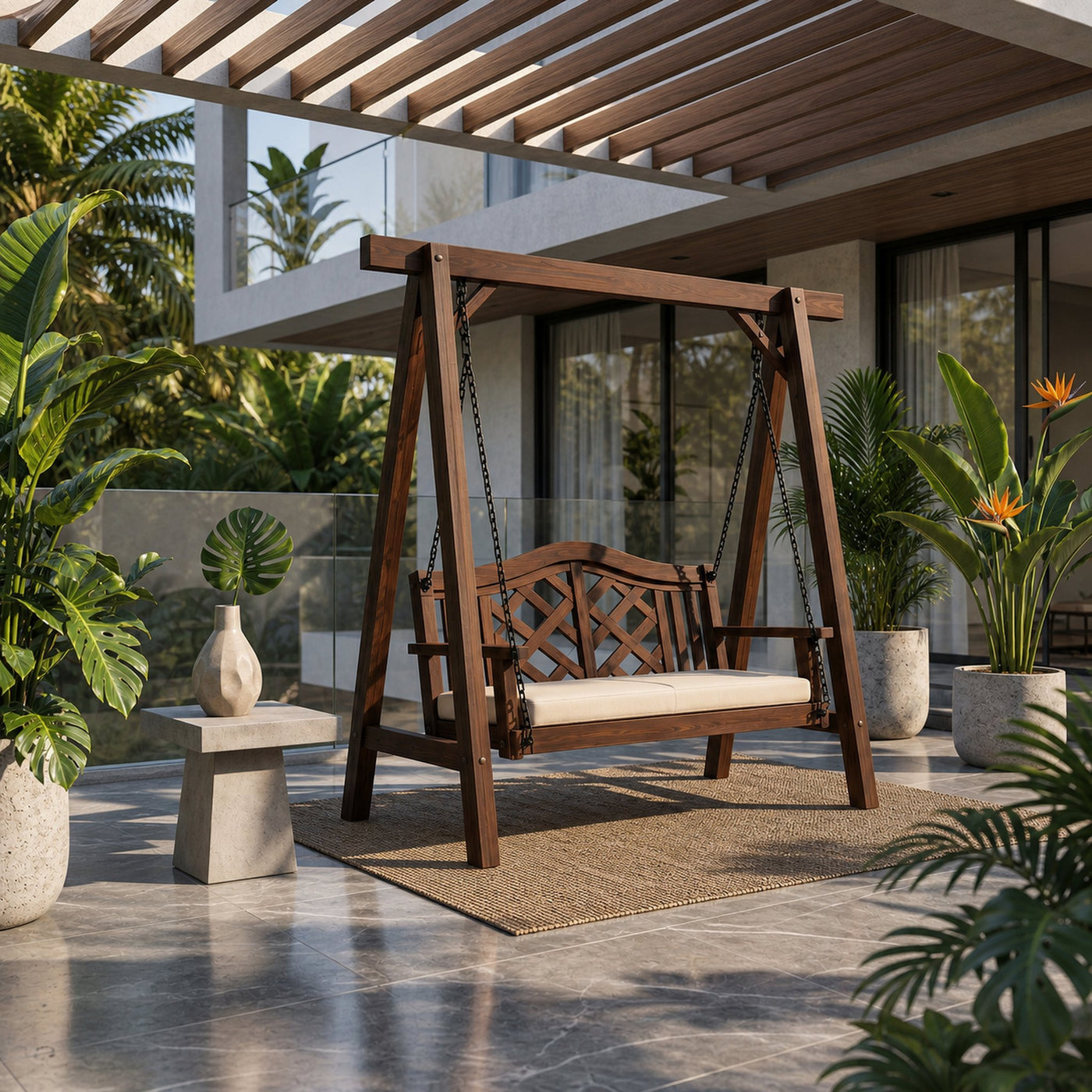 Contemporary Wooden Garden Swing Outdoor Living - product view 7