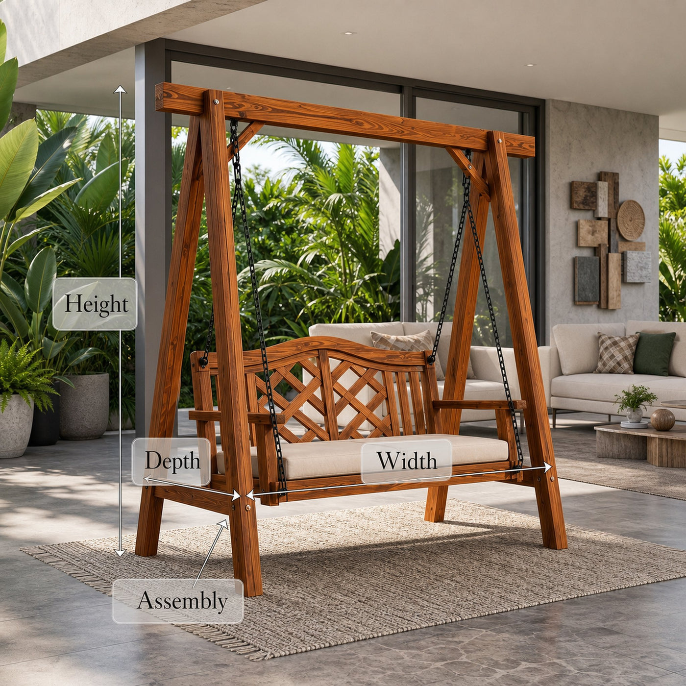 Contemporary Wooden Garden Swing Outdoor Living - product view 8