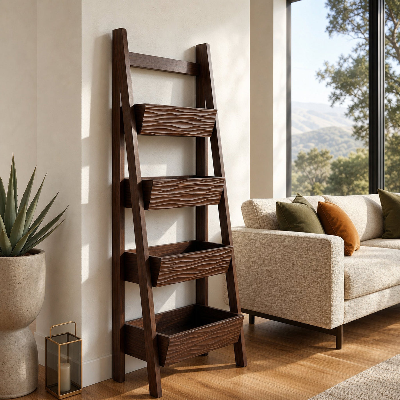 Contemporary Wooden Ladder Magazine Rack For Living Room - product view 7
