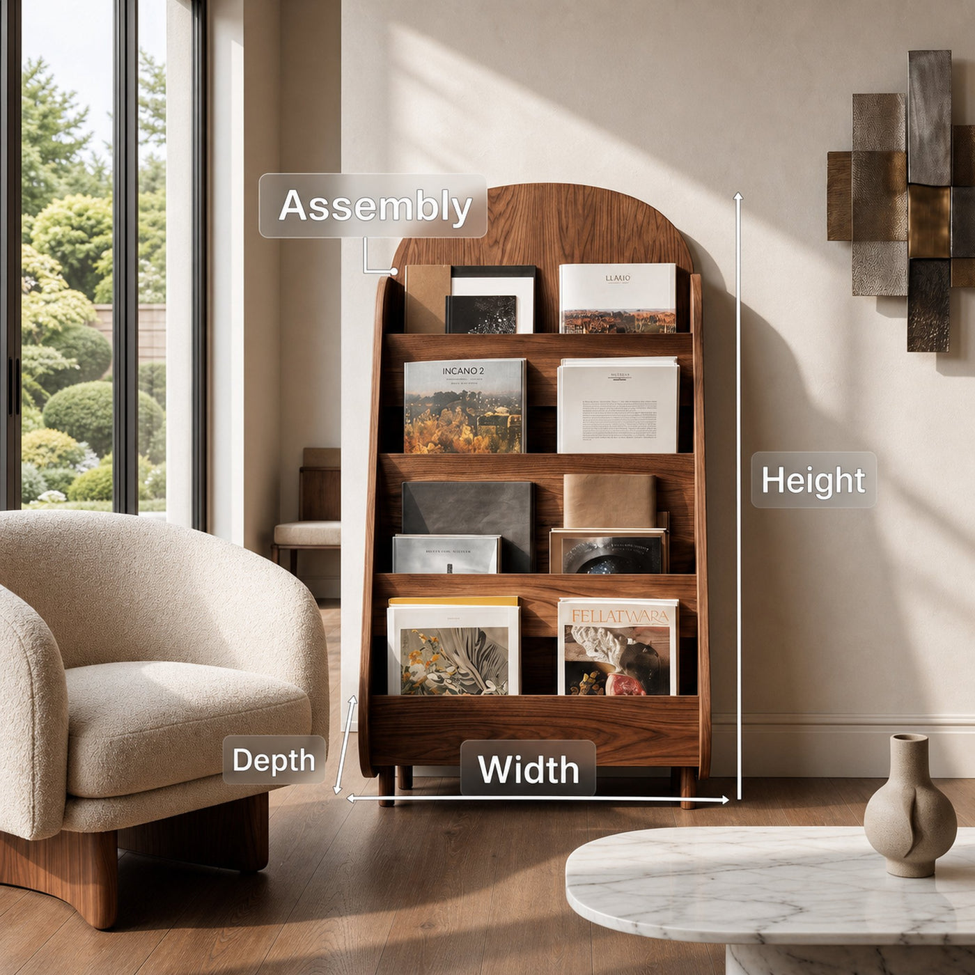 Contemporary Wooden Rounded Arch Magazine Rack For Reading Corner - product view 8