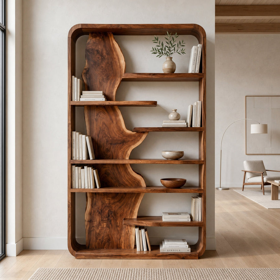 Contemporary Wooden Standing Shelf For Home Office Storage