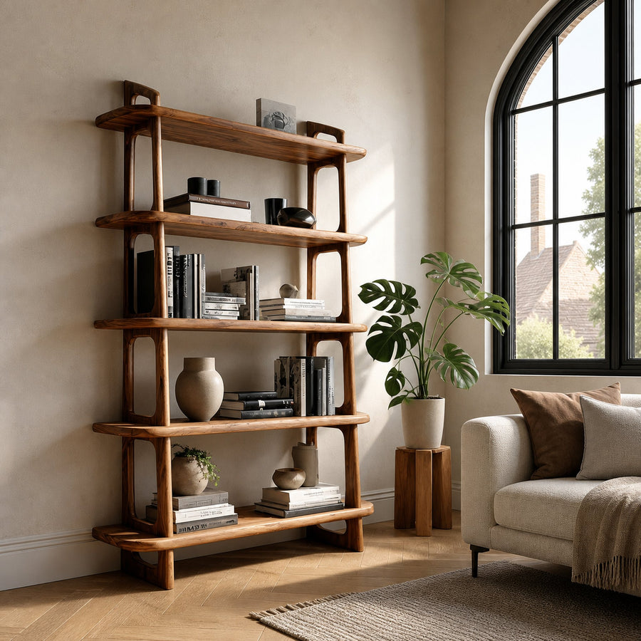 Contemporary Wooden Standing Shelf For Living Room Corner