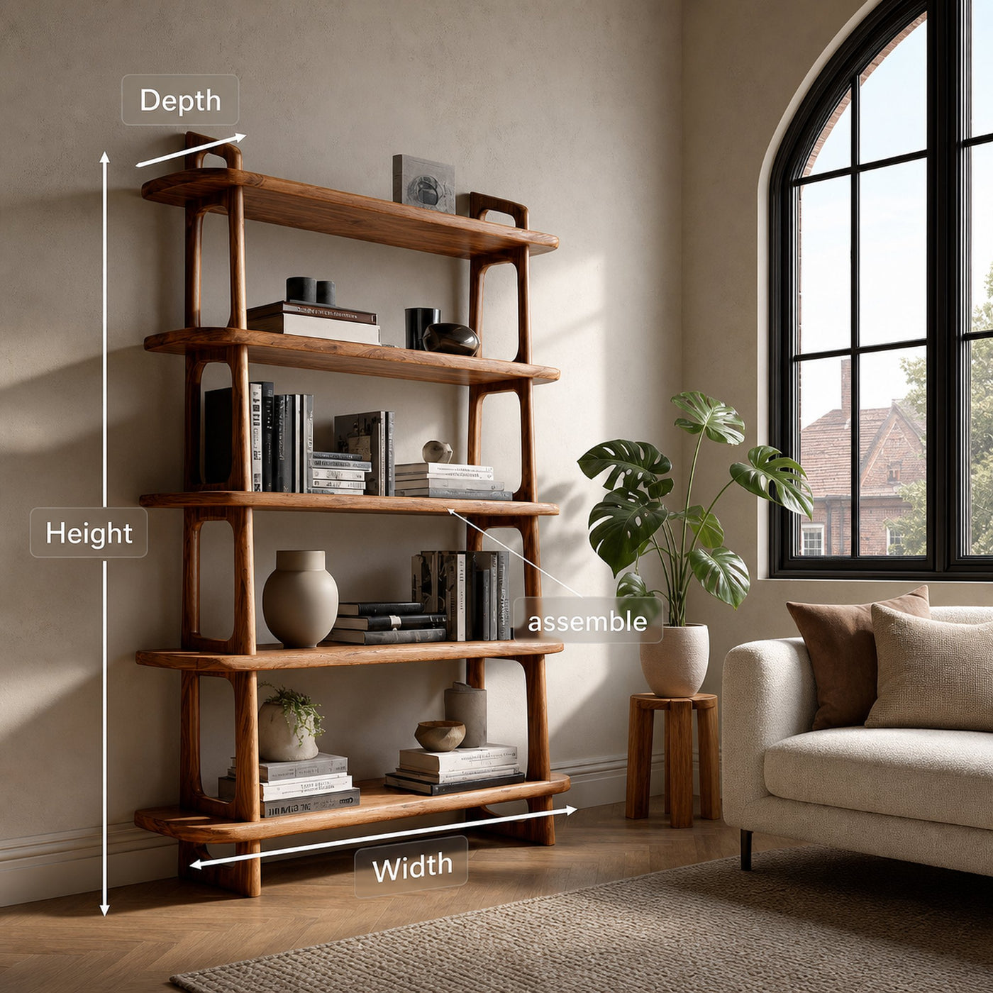 Contemporary Wooden Standing Shelf For Living Room Corner - product view 8