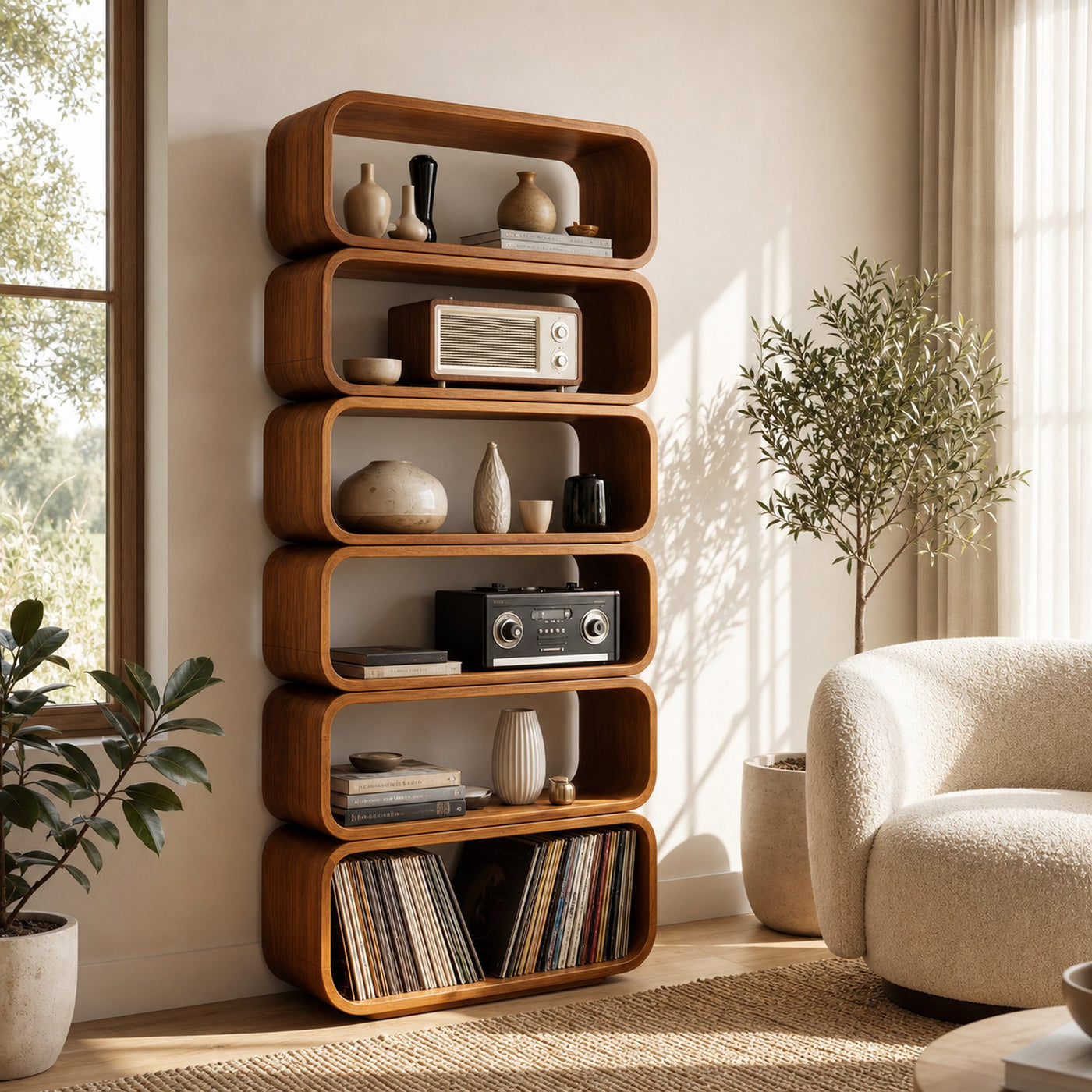 Contemporary Wooden Standing Shelf For Living Room Decor - product view 6