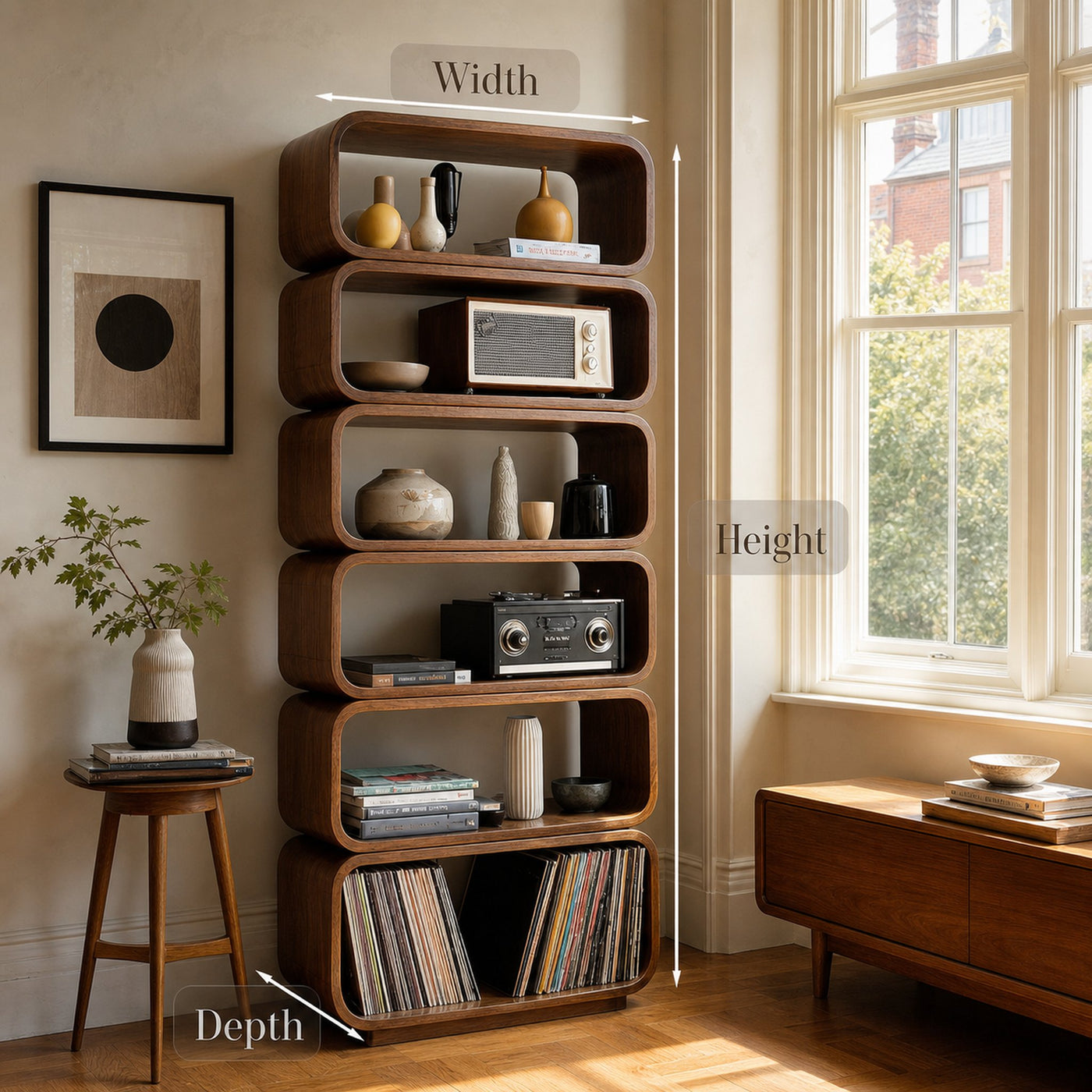 Contemporary Wooden Standing Shelf For Living Room Decor - product view 8